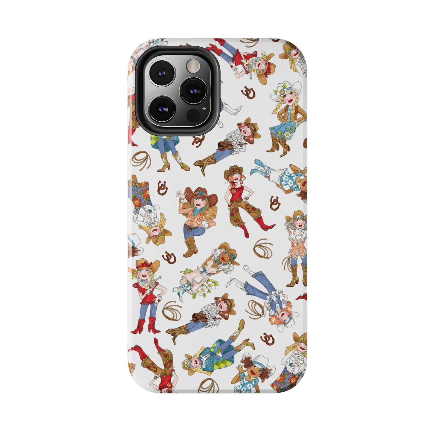 Tossed Cowgirls White Phone Case