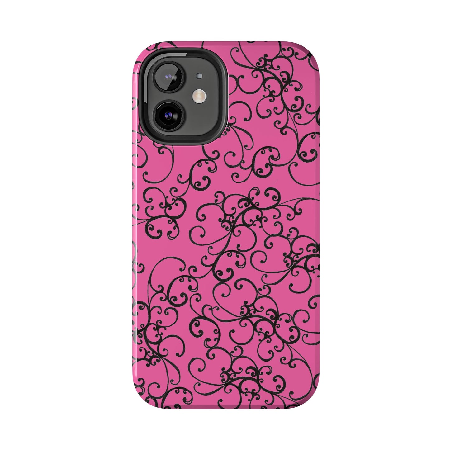 Elegant Scroll Pink / Black Phone Case
