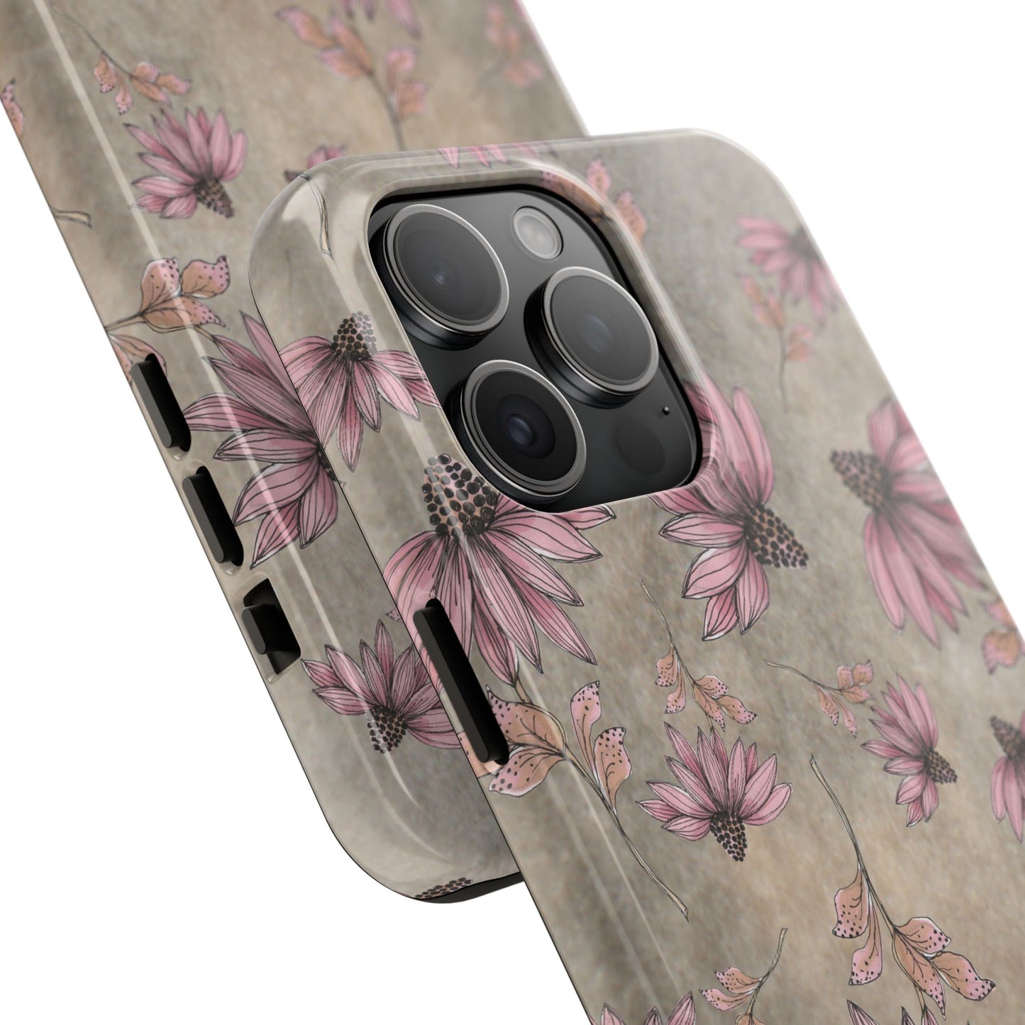 Wild Cone Flowers Taupe Marble Phone Case