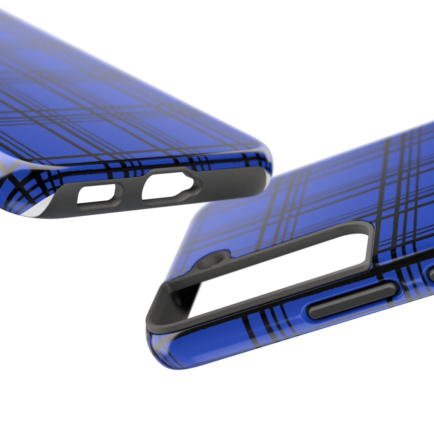 Glad Plaid Blue / Black Phone Case