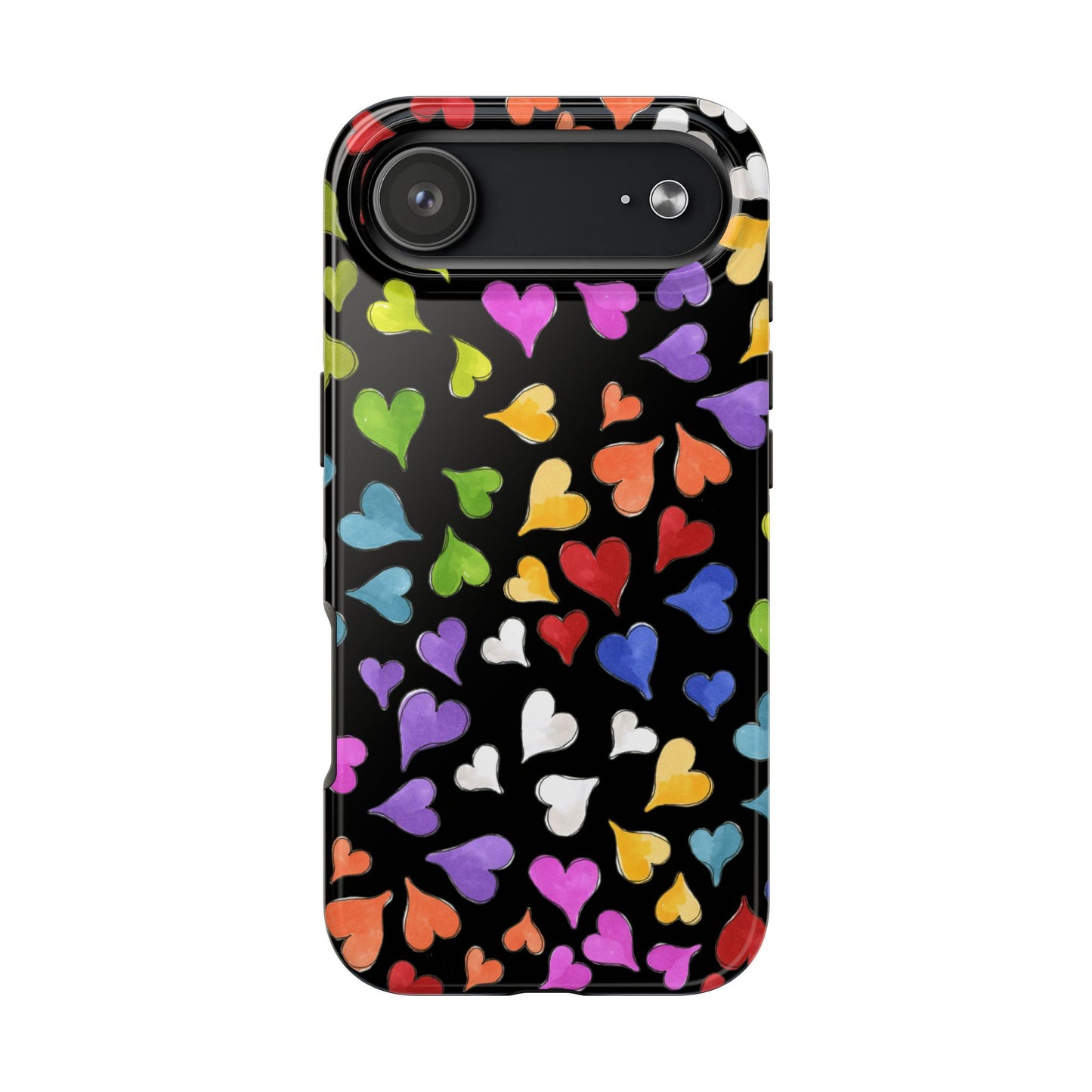 Happy Hearts Black Phone Case