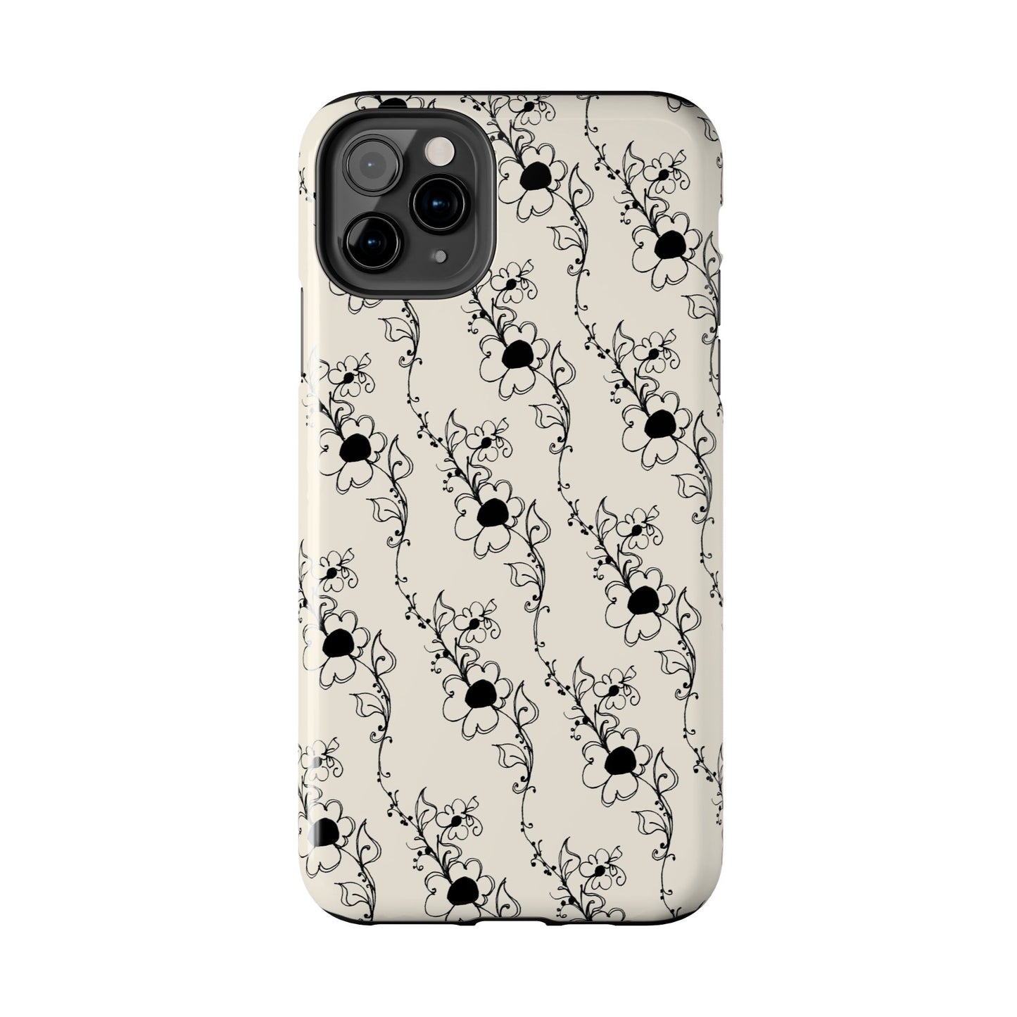 Diagonal Daisies Ivory / Black Phone Case