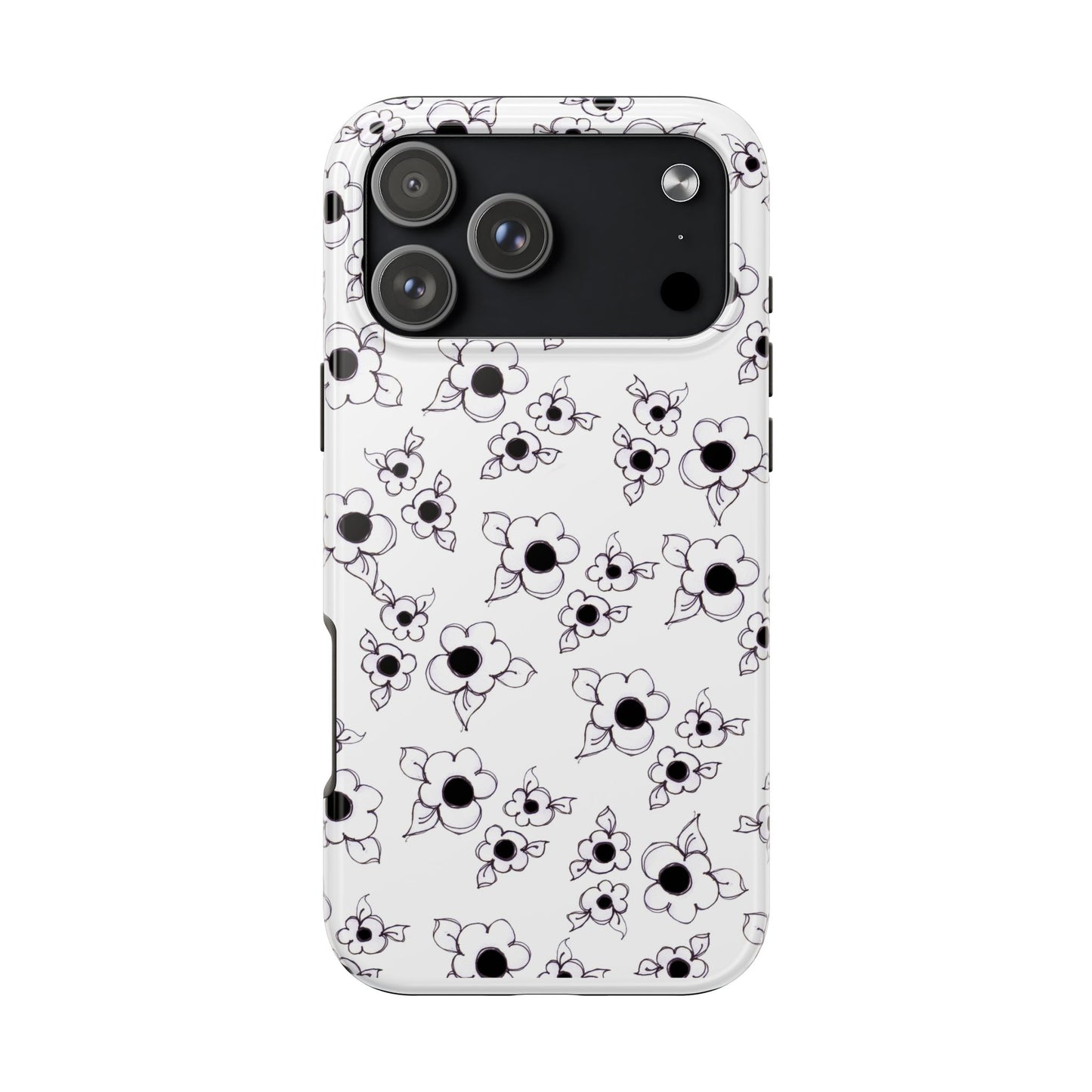 Daisy Cluster White / Black Phone Case