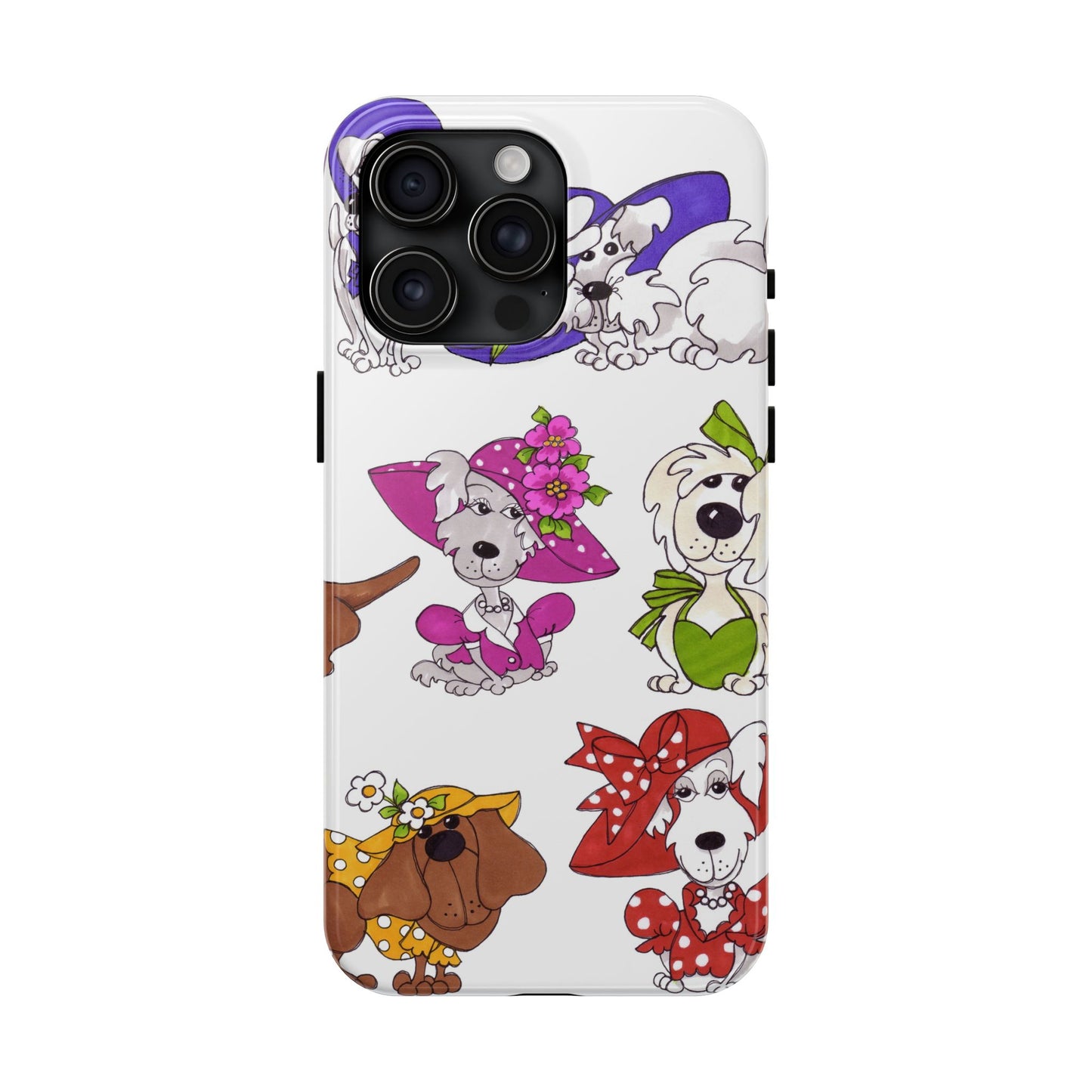 Fancy Dog Line Up White Phone Case
