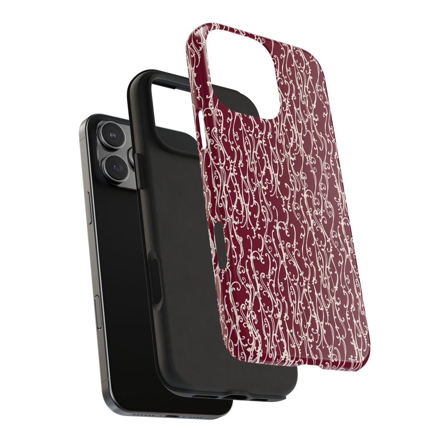 Swan Scroll Red / White Phone Case
