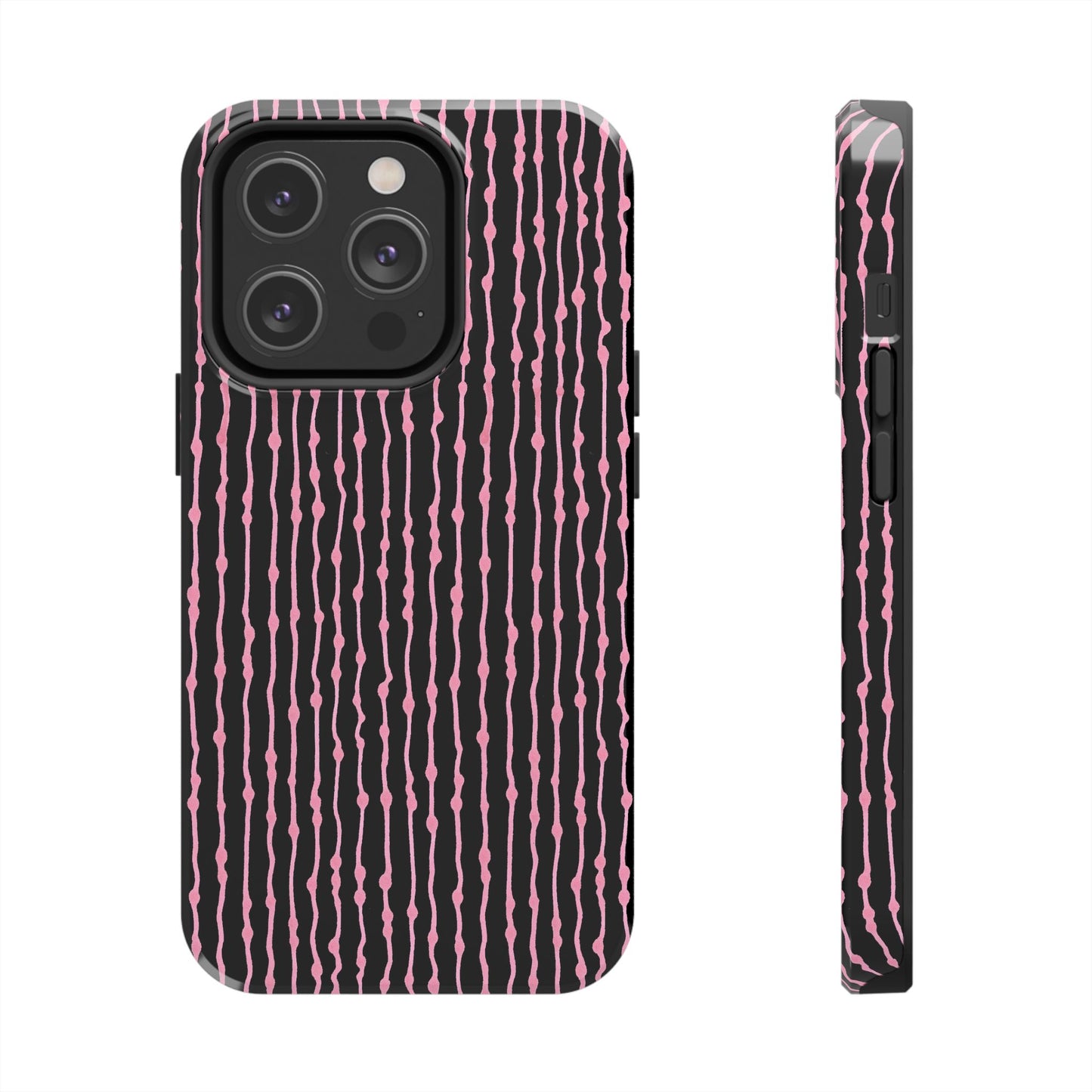 Faux Seersucker Black / Pink Phone Case