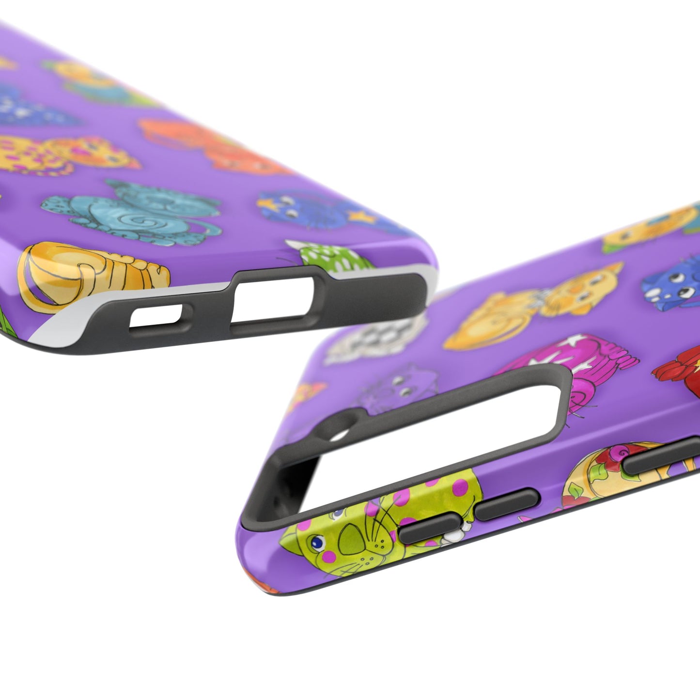 Tossed Happy Cats Purple Phone Case