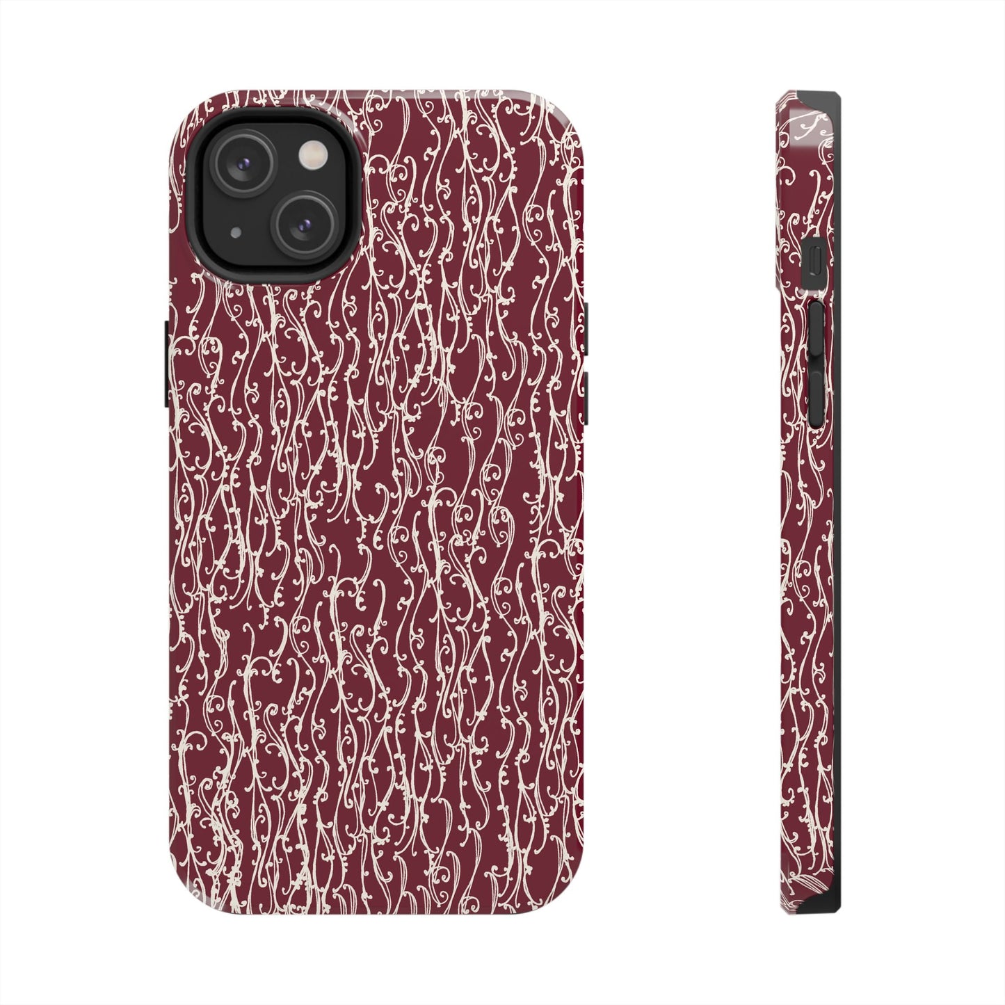 Swan Scroll Red / White Phone Case