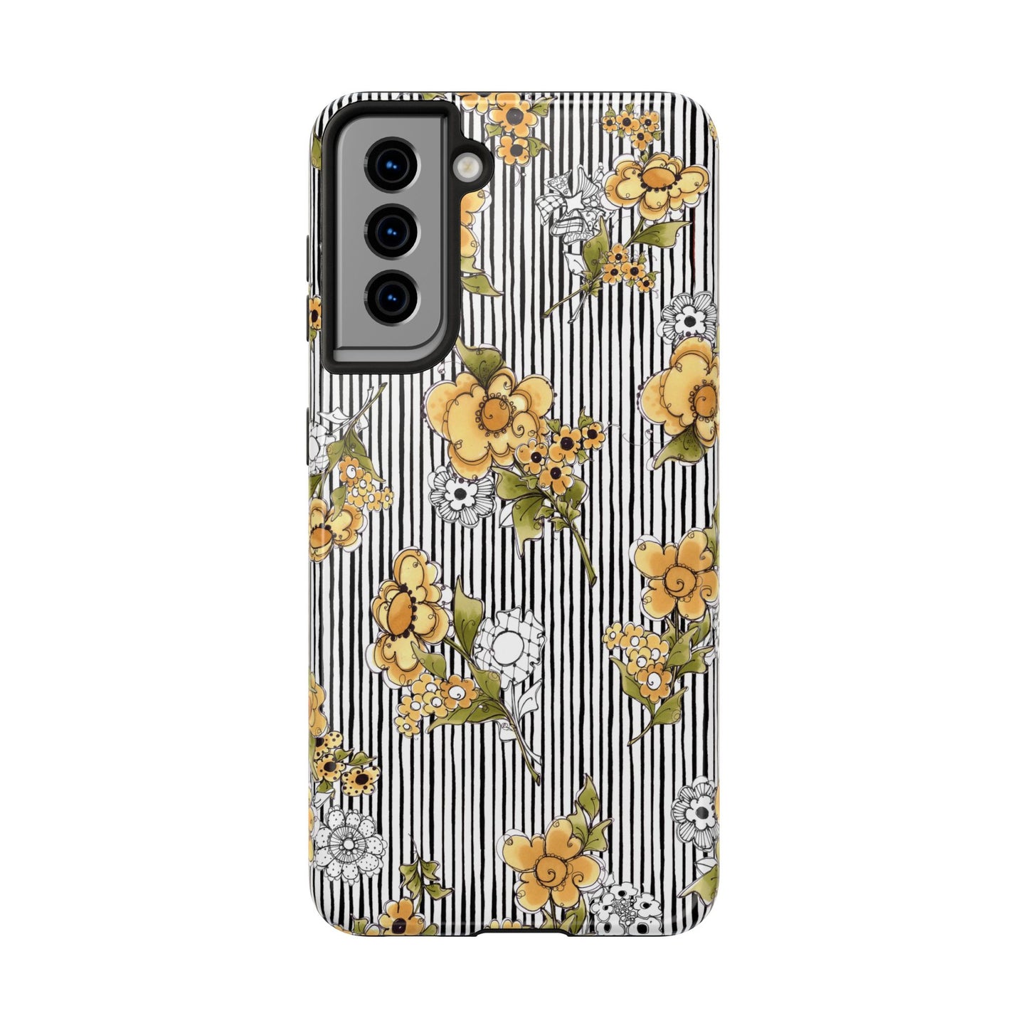Bee Floral White / Black Phone Case