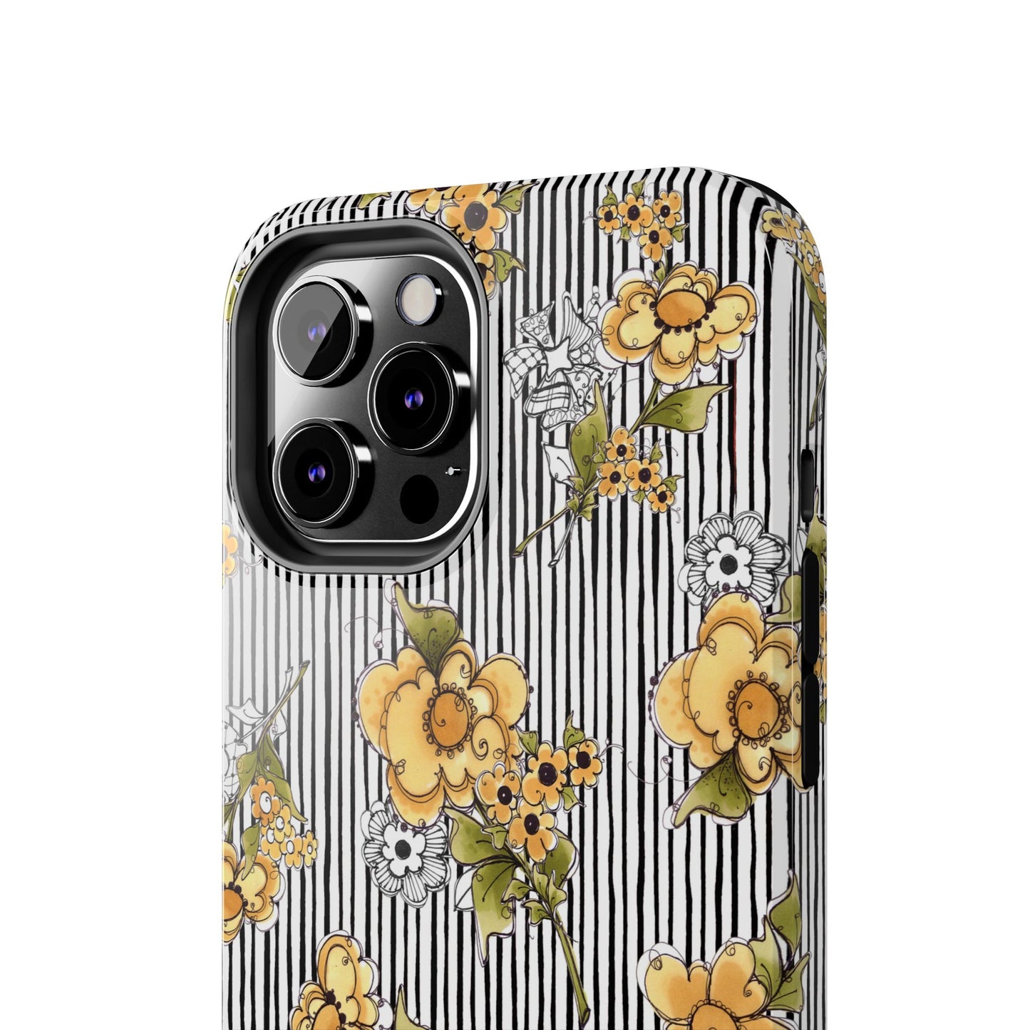 Bee Floral White / Black Phone Case