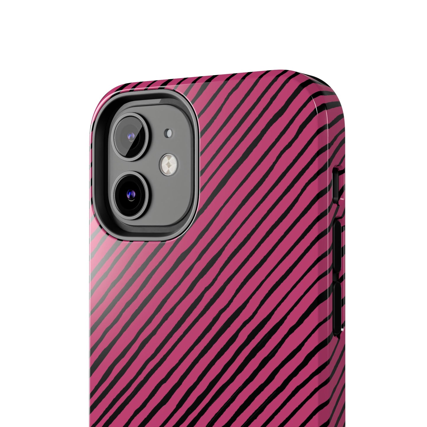 Quirky Bias Stripe Magenta / Black Phone Case