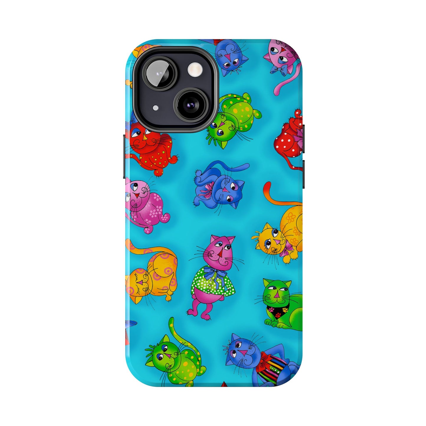 Tossed Cool Cats Turquoise Phone Case
