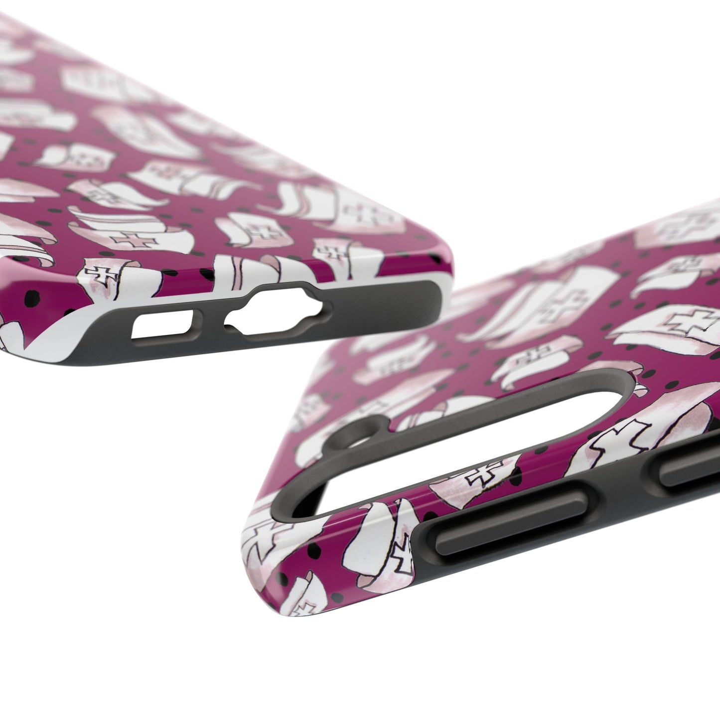 Med Hats Burgundy / Black Phone Case