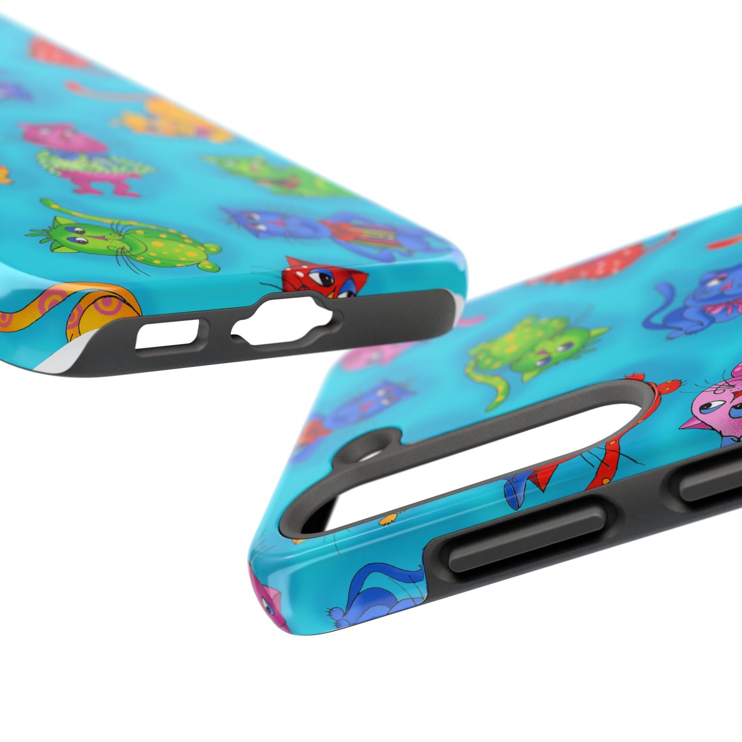 Tossed Cool Cats Turquoise Phone Case