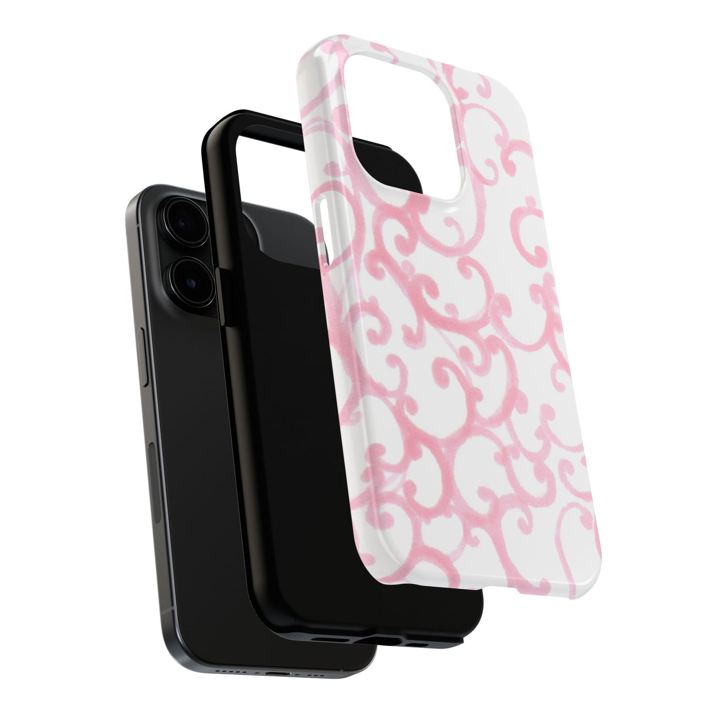 Scrollie White / Pink Phone Case