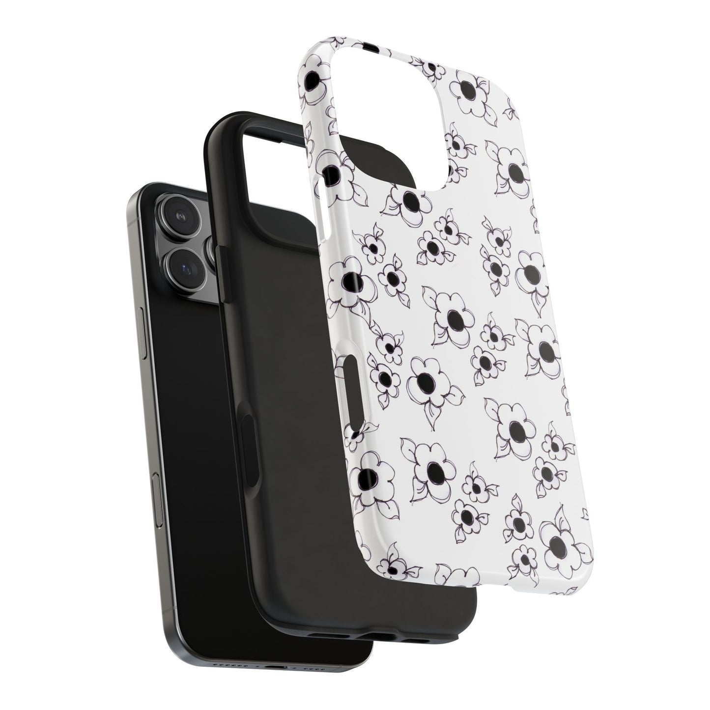 Daisy Cluster White / Black Phone Case