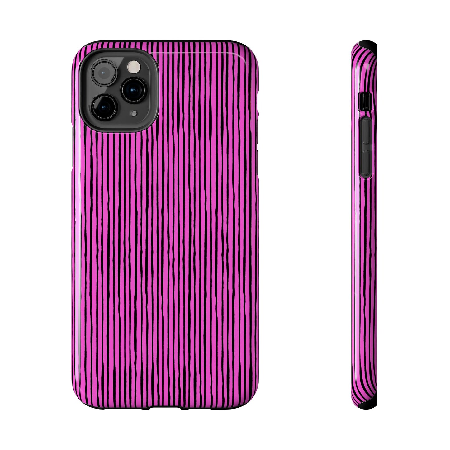 Quirky Pin Stripe Pink / Black Phone Case