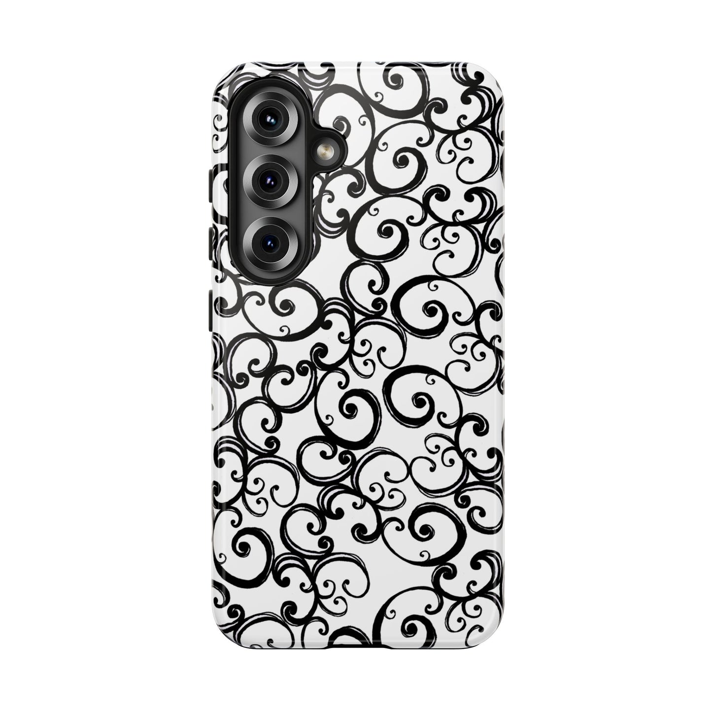 Curls White / Black Phone Case