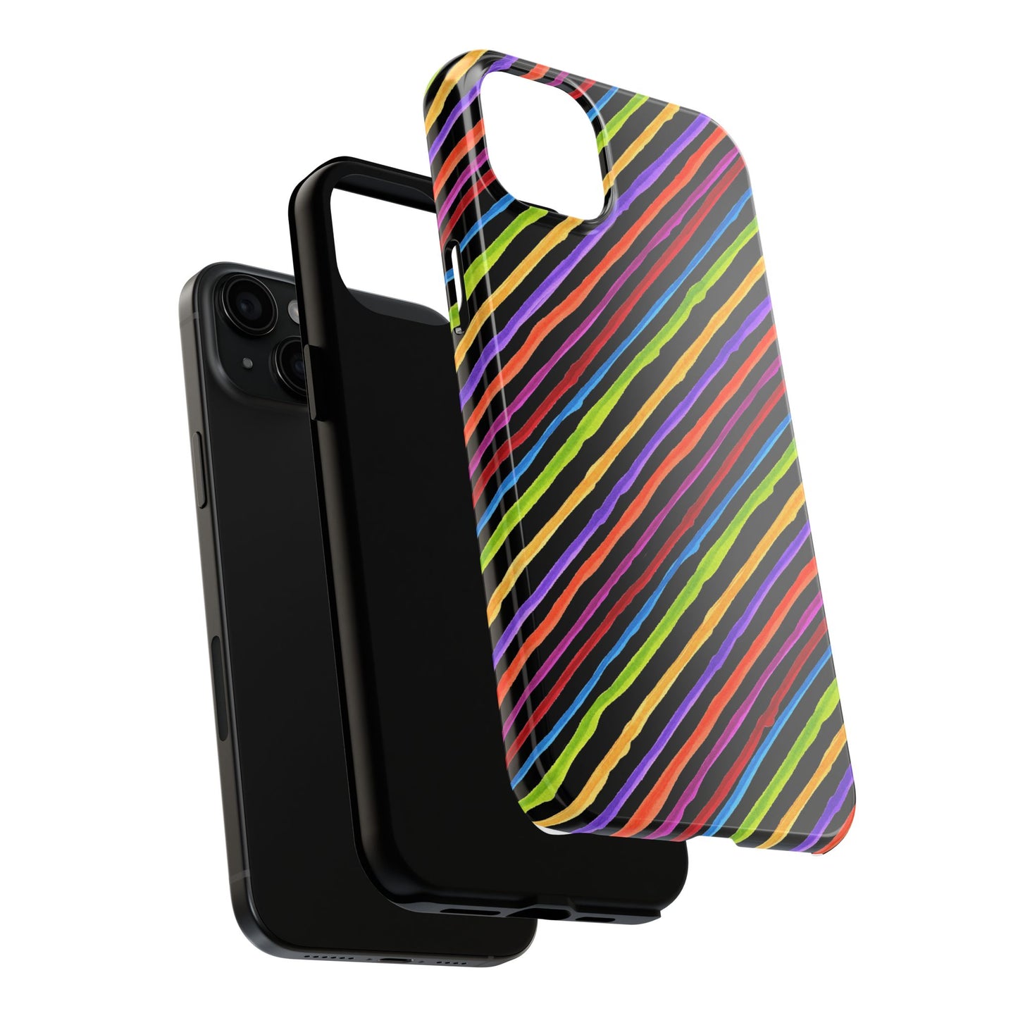 Quirky Bias Stripe Black Phone Case