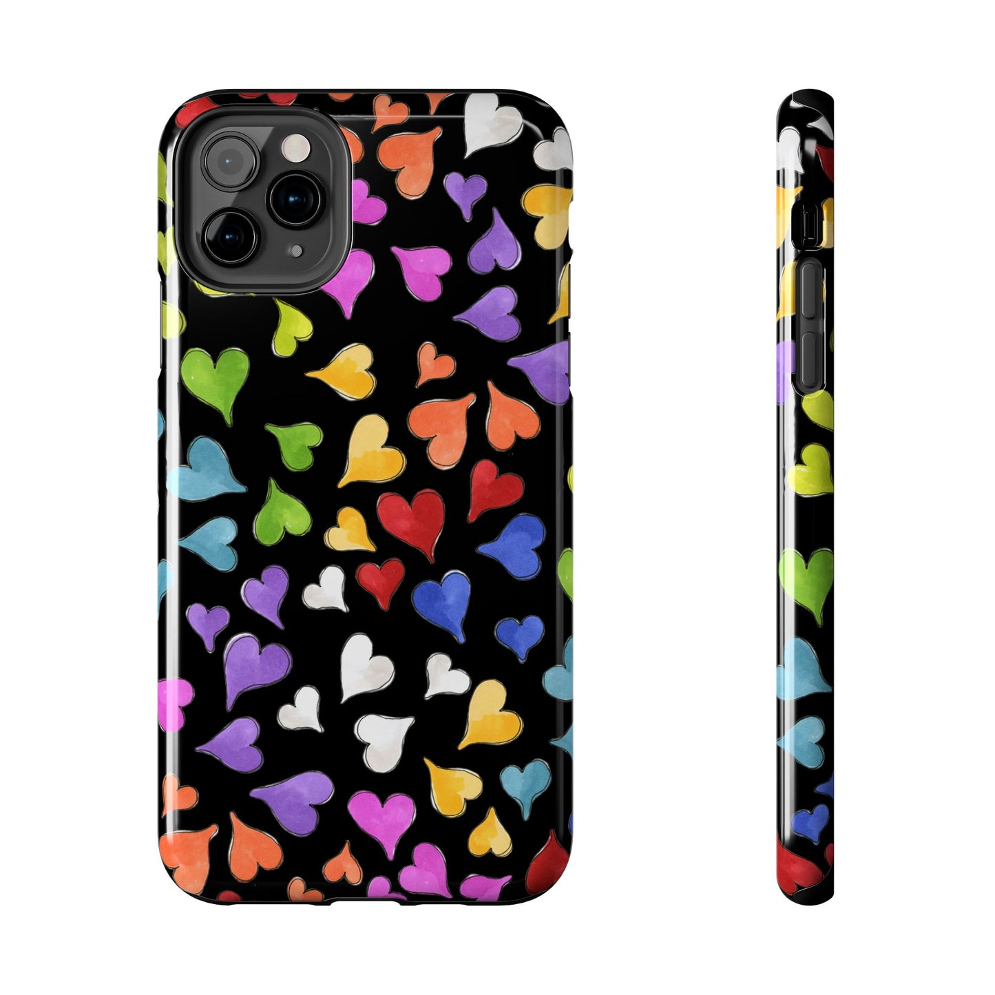 Happy Hearts Black Phone Case