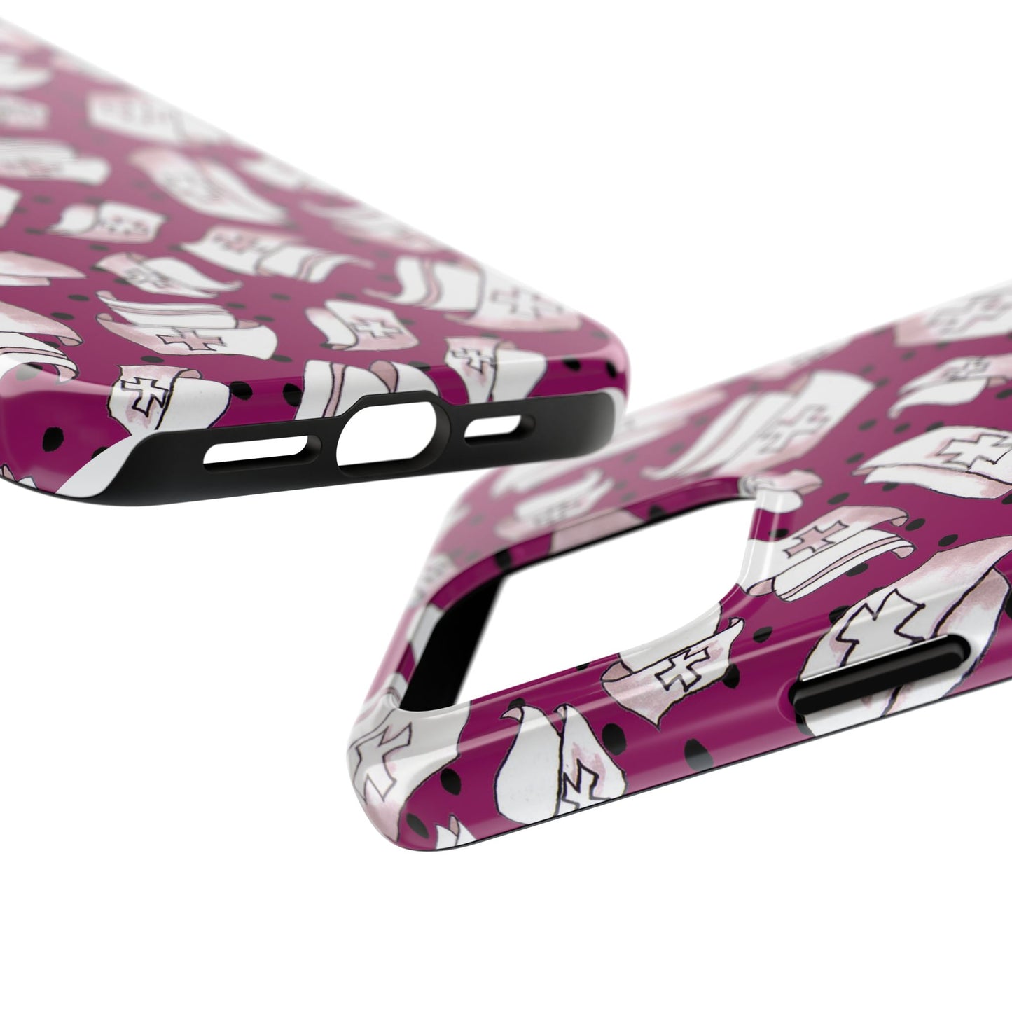 Med Hats Burgundy / Black Phone Case