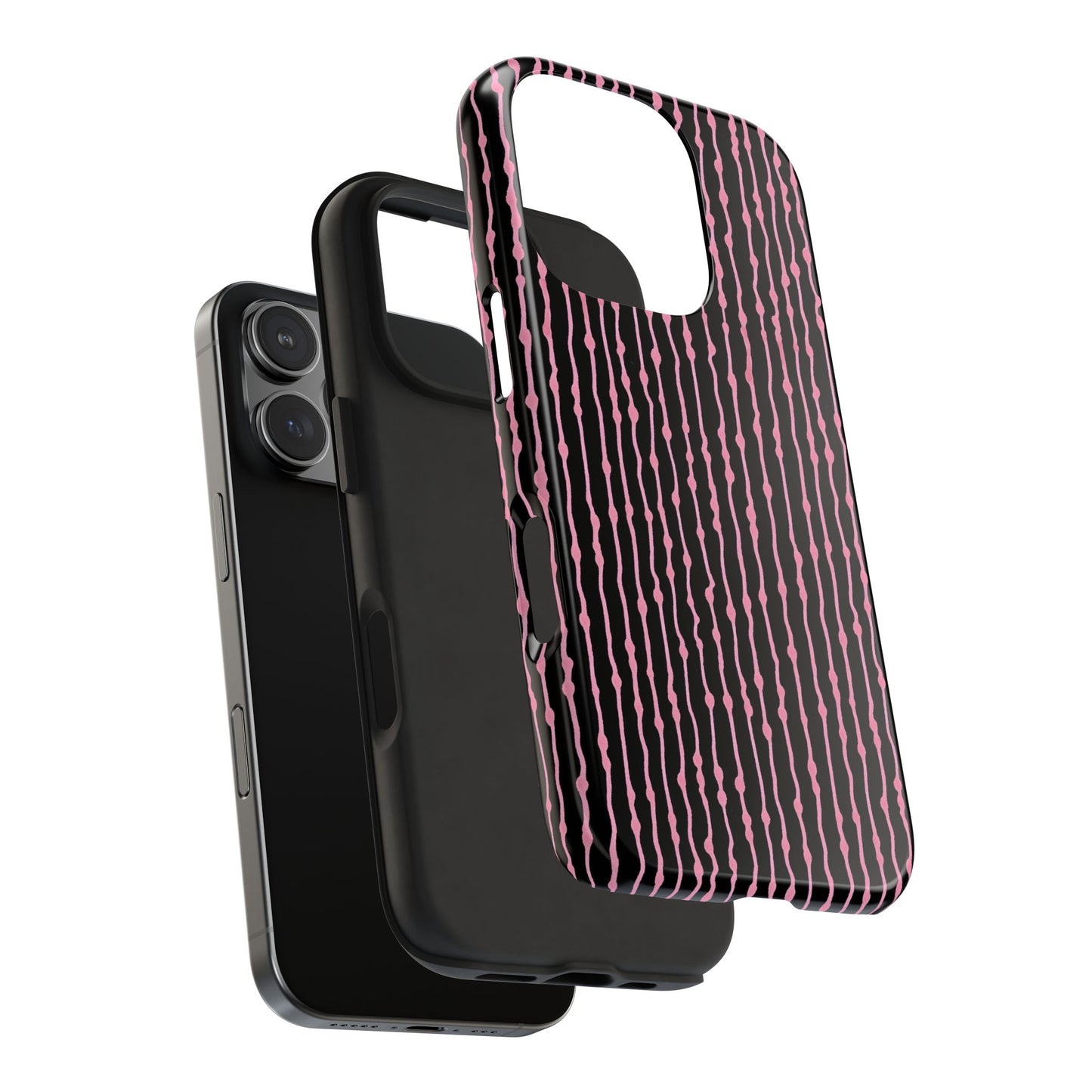 Faux Seersucker Black / Pink Phone Case