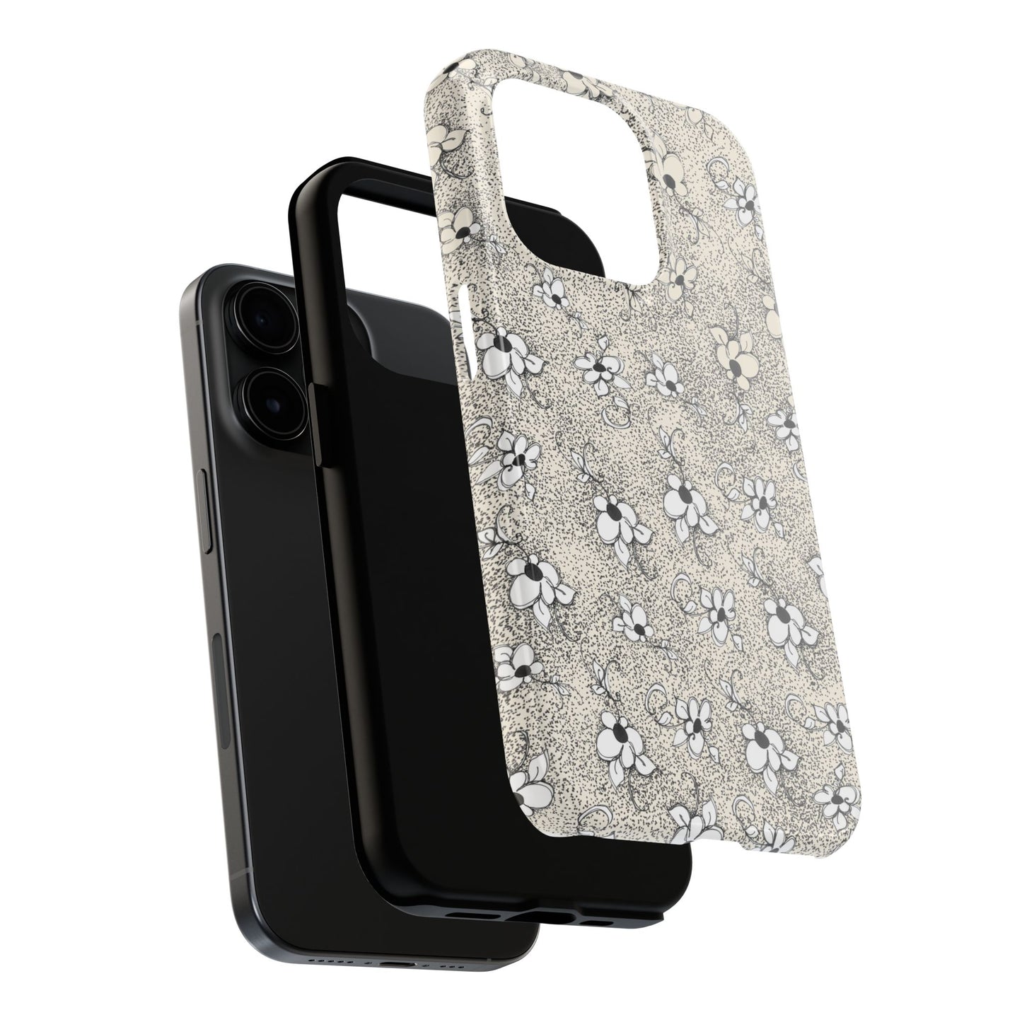 Daisy Flecks Ivory / Black Phone Case