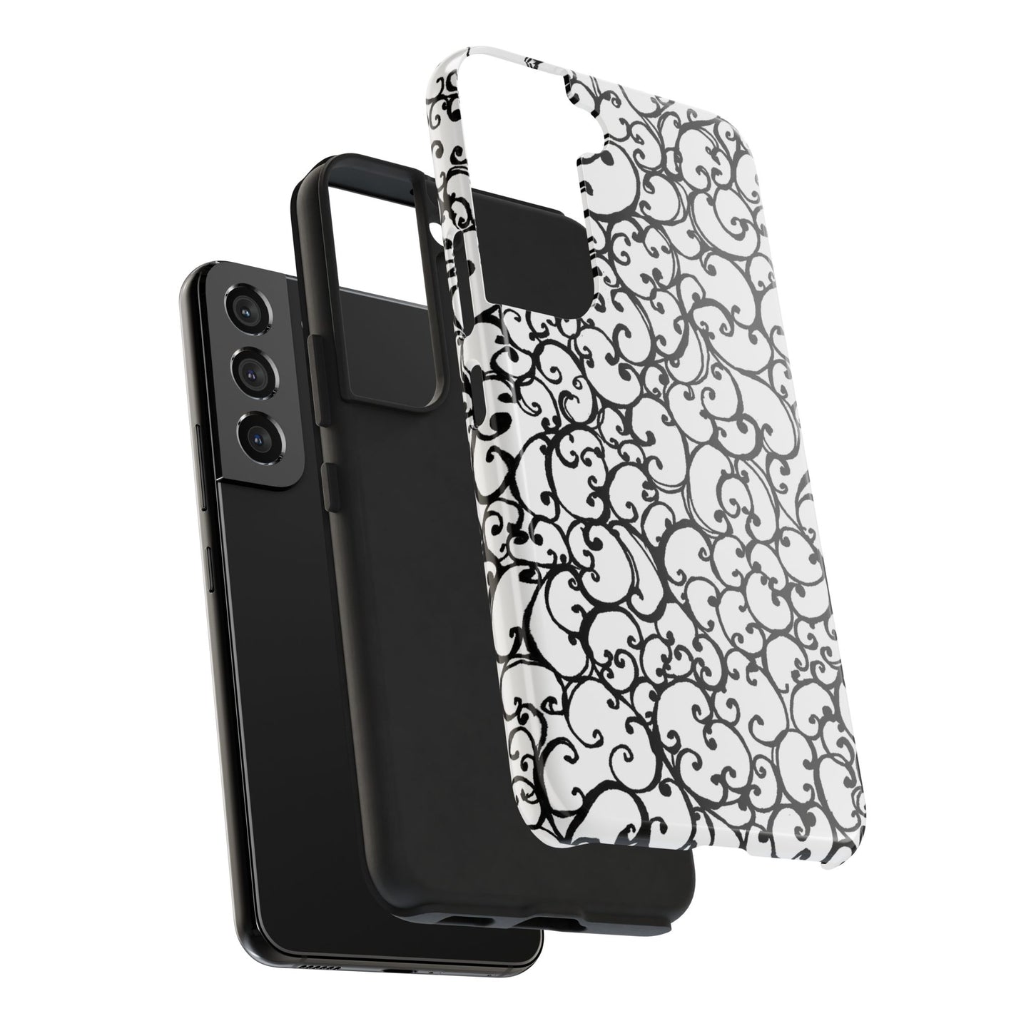 Scrollie White / Black Phone Case