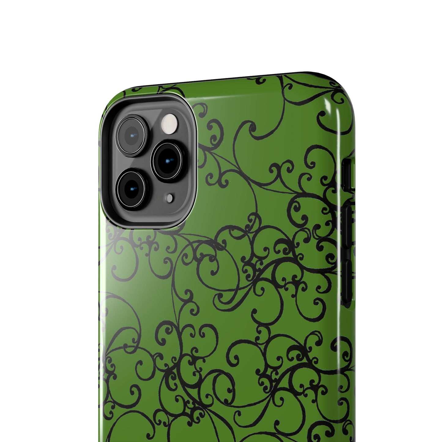 Elegant Scroll Green / Black Phone Case