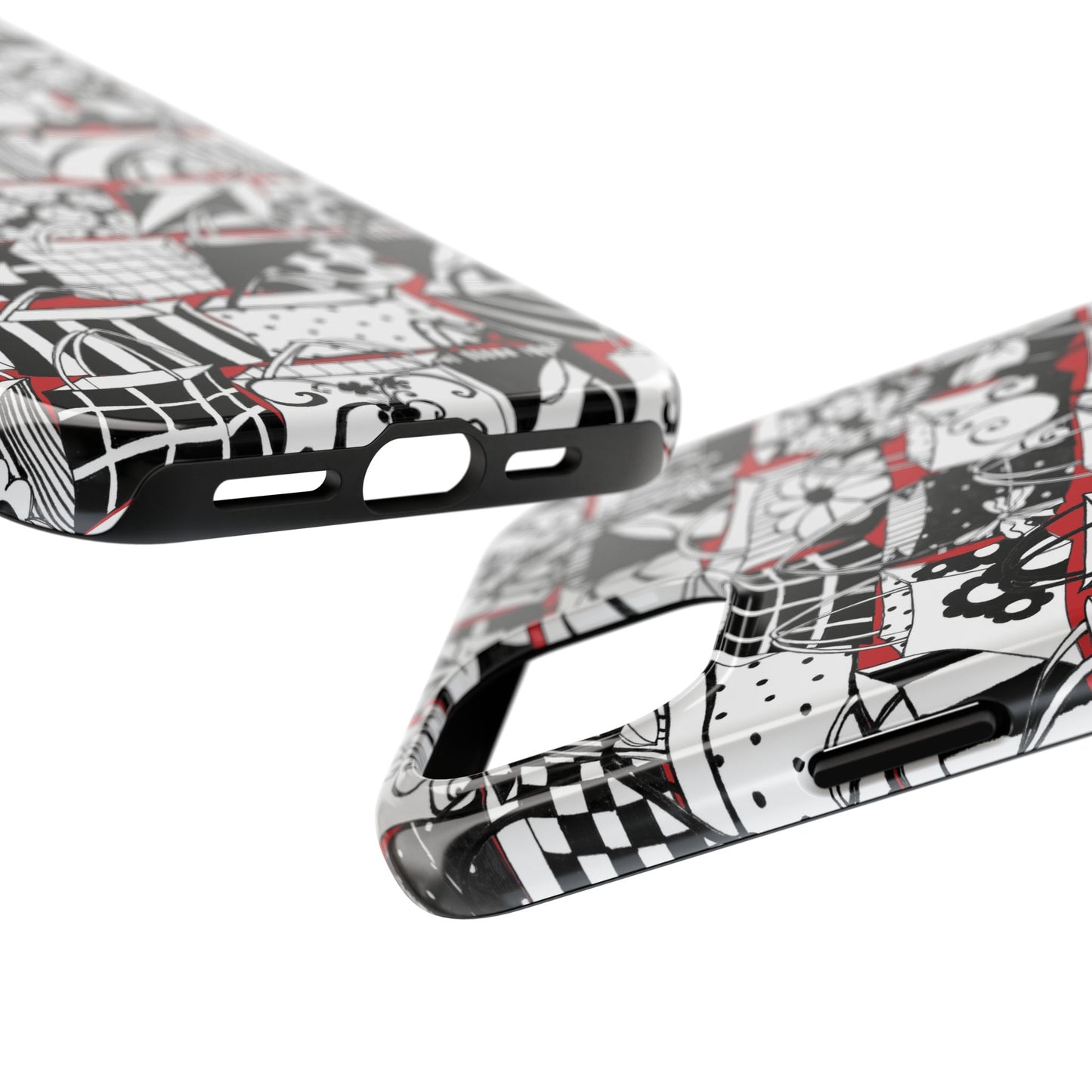 Totally Black, White & Red Phone Case