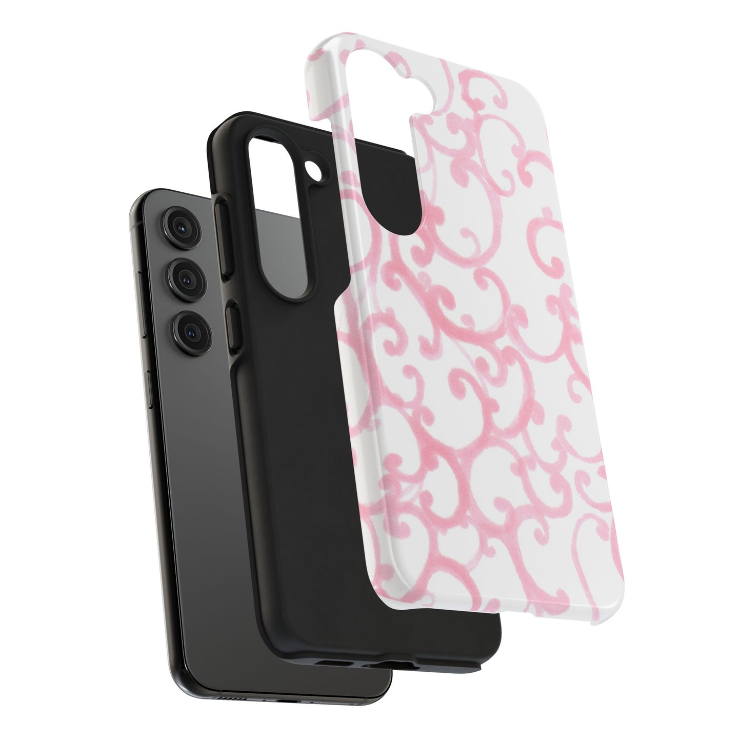 Scrollie White / Pink Phone Case