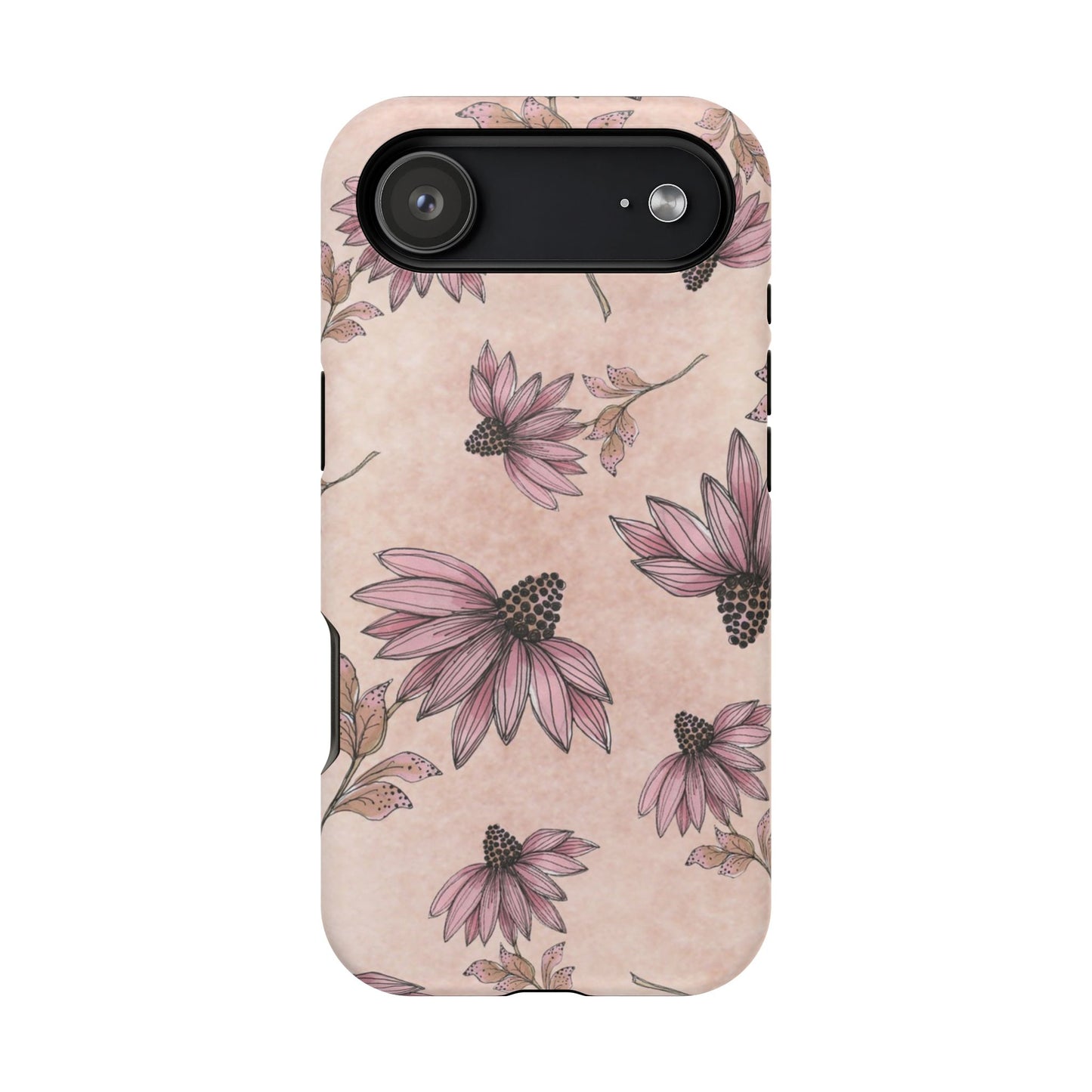 Wild Cone Flowers Pink Marble Phone Case