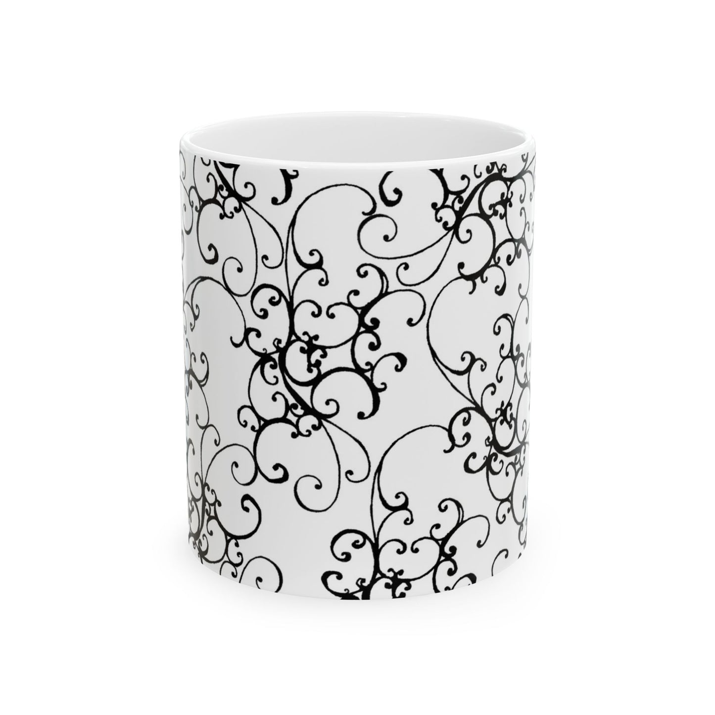 Elegant Scroll White / Black Cup