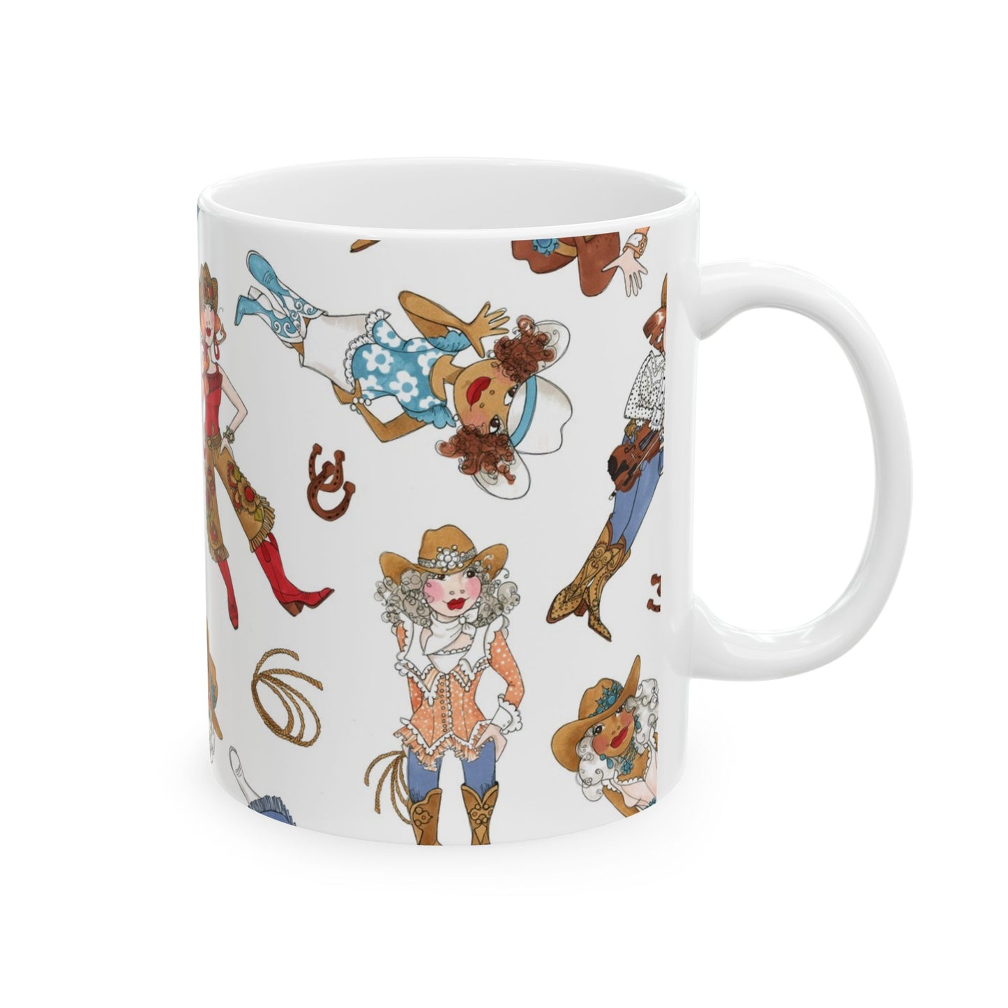 Tossed Cowgirls White Cup