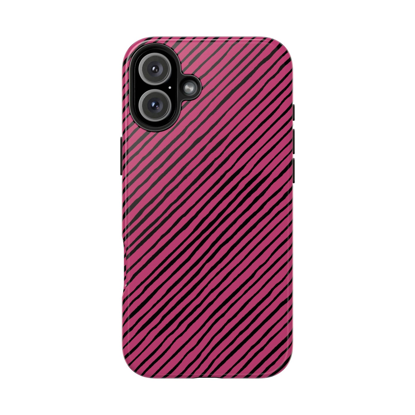 Quirky Bias Stripe Magenta / Black Phone Case