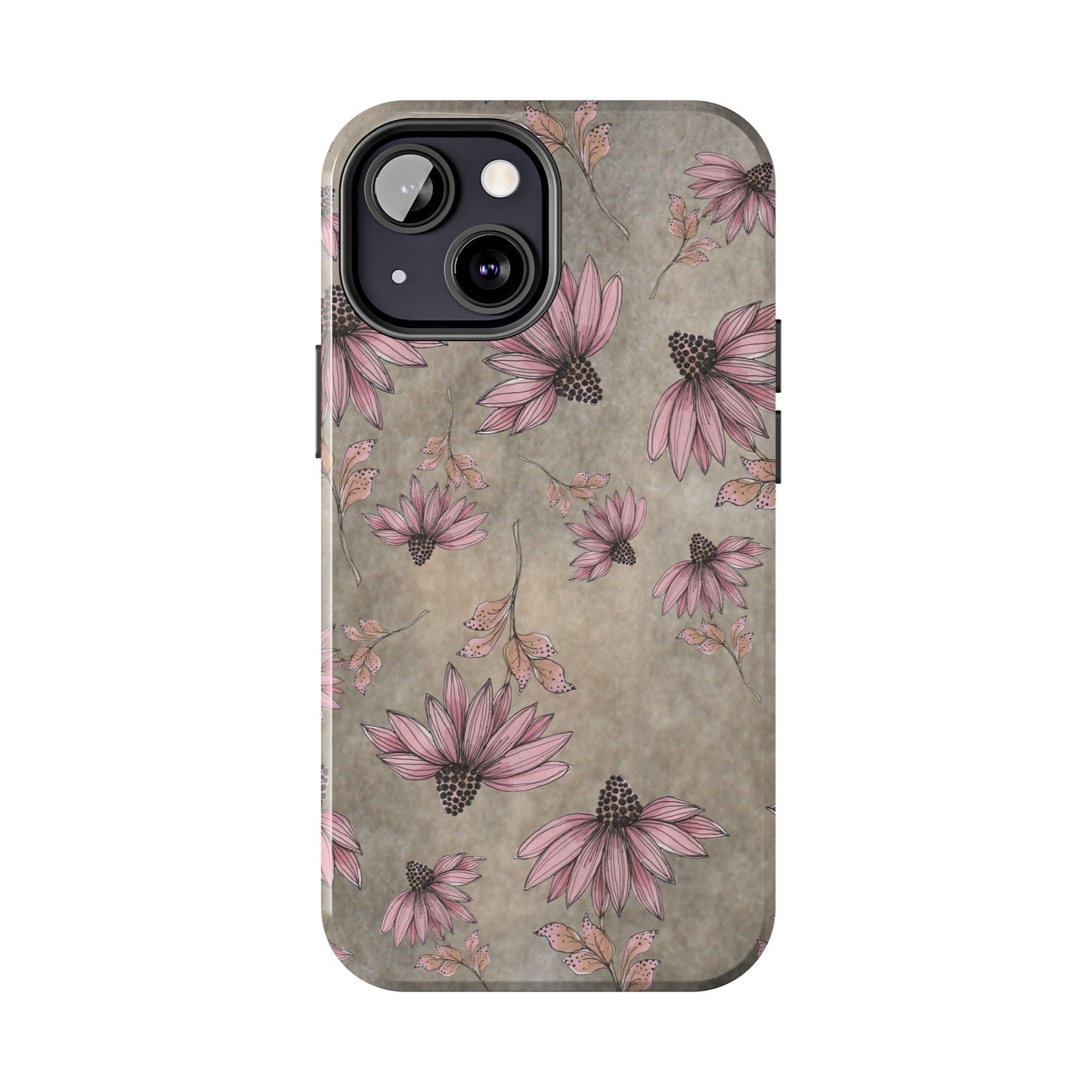 Wild Cone Flowers Taupe Marble Phone Case