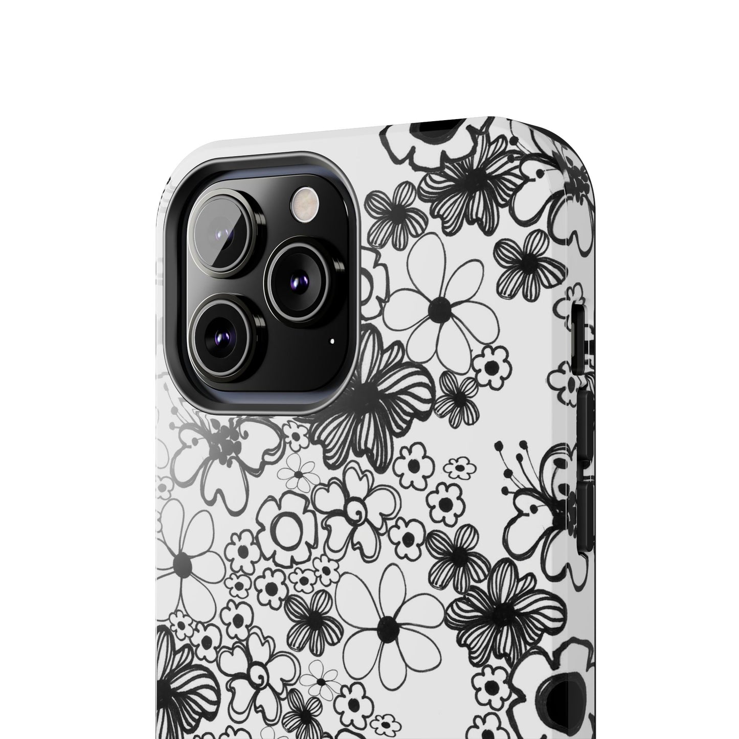 White and Black Flowers Phone Case