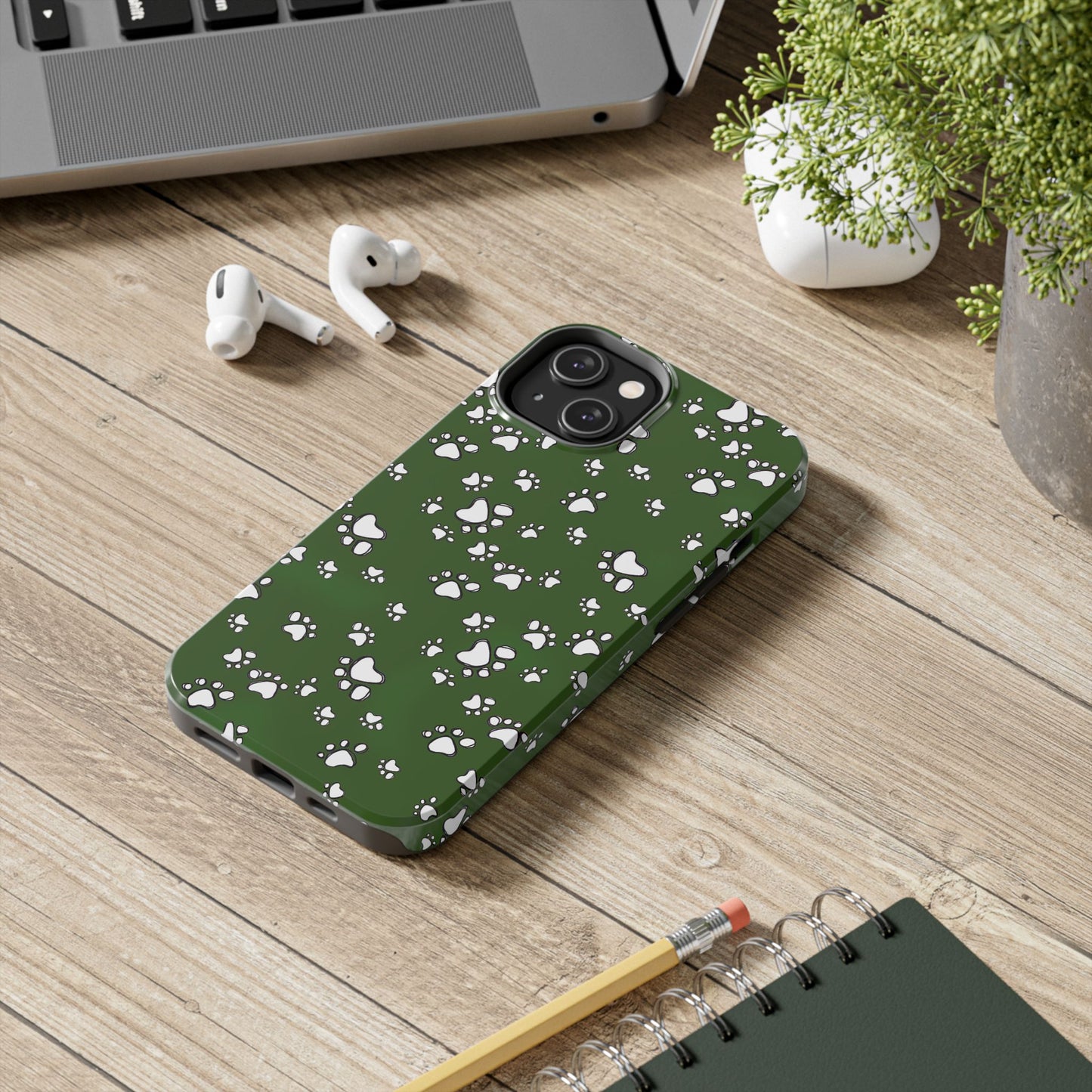 Paw Flakes Green Phone Case