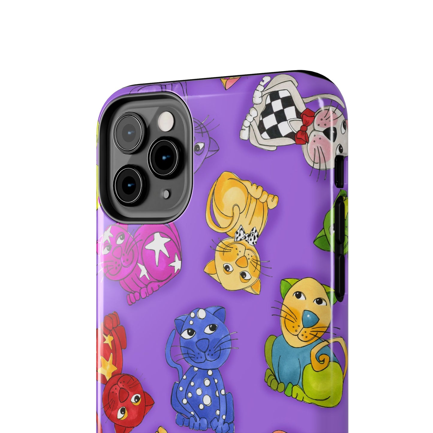 Tossed Happy Cats Purple Phone Case