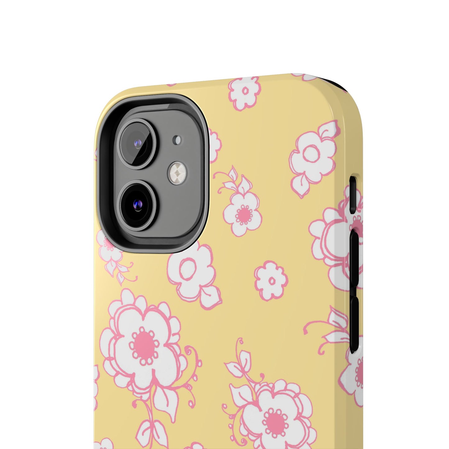 Pink Posies Yellow Phone Case
