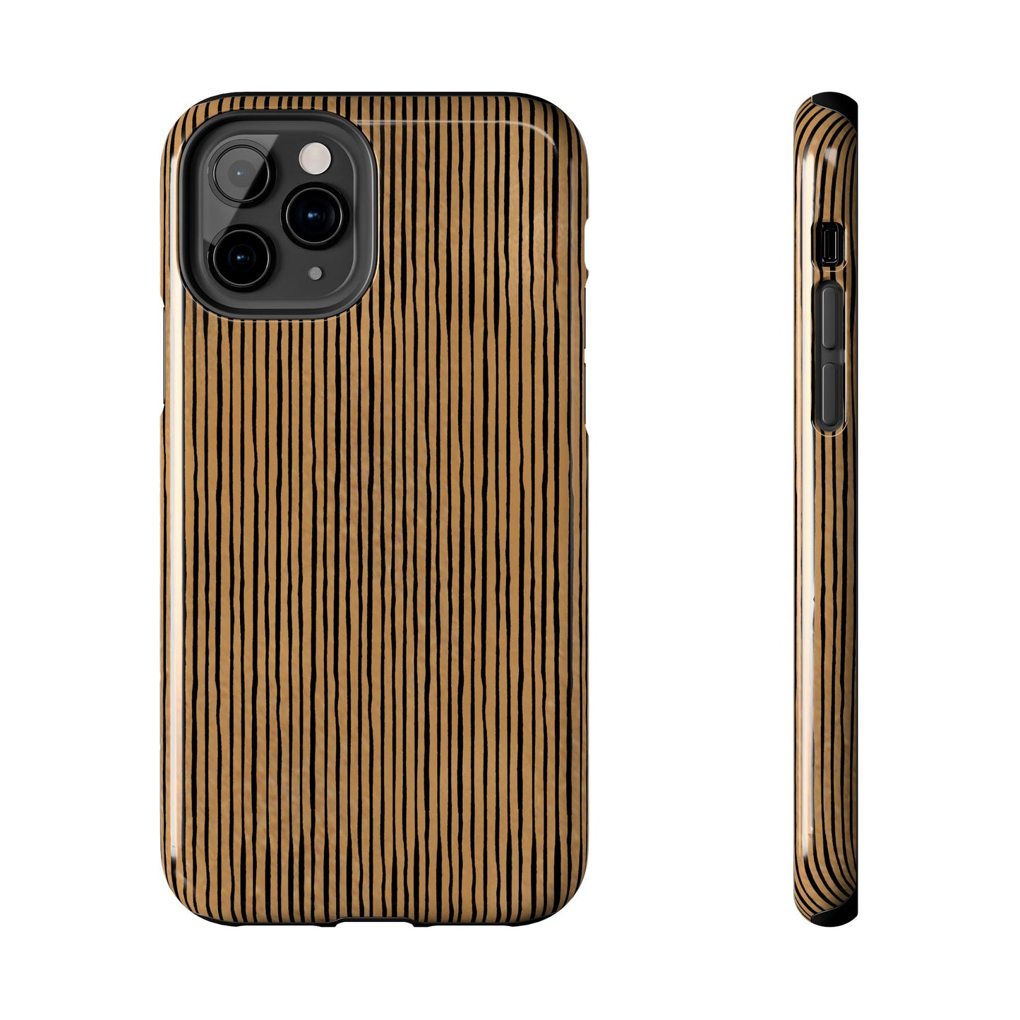 Quirky Pin Stripe Tan / Black Phone Case
