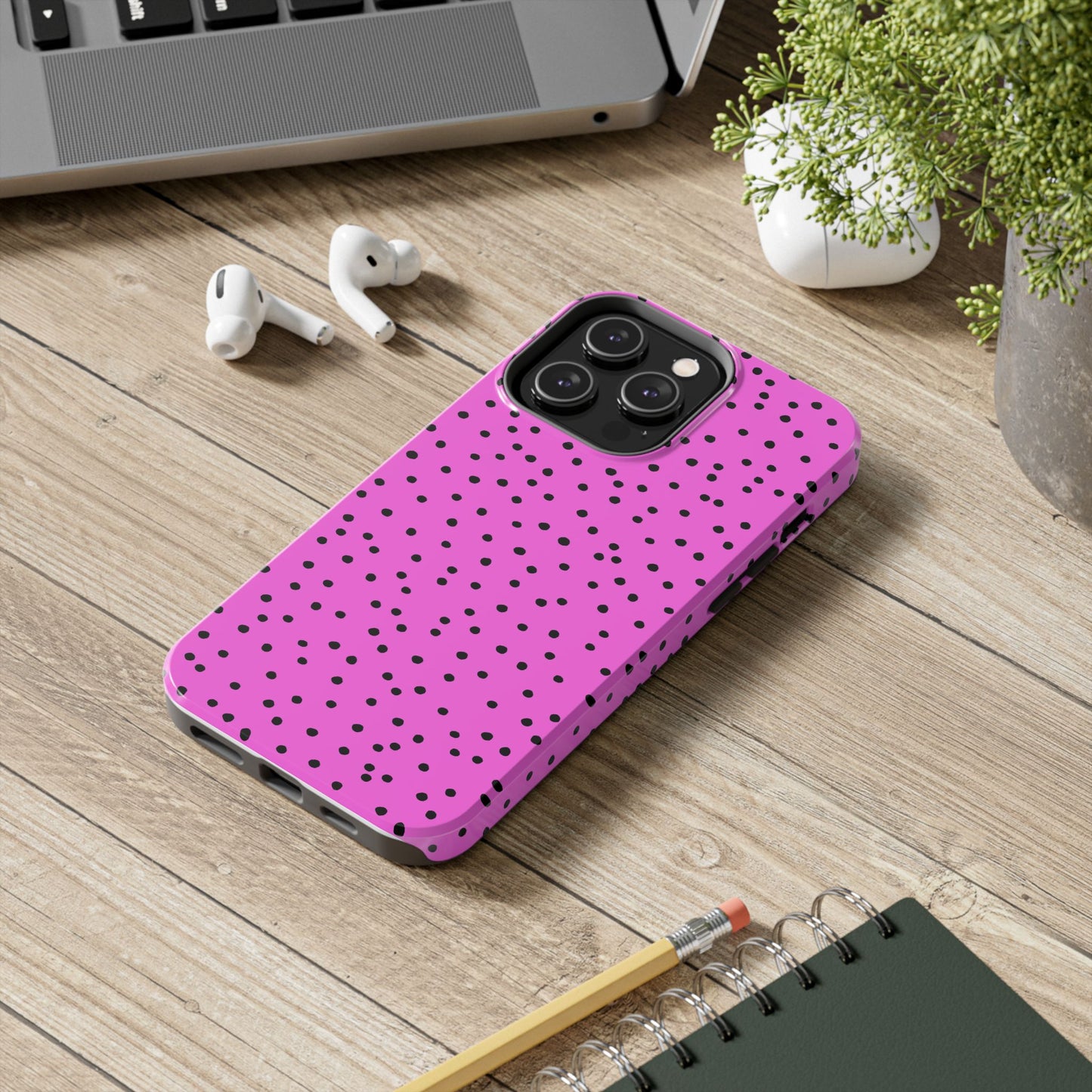 Dinky Dots Hot Pink / Black Phone Case
