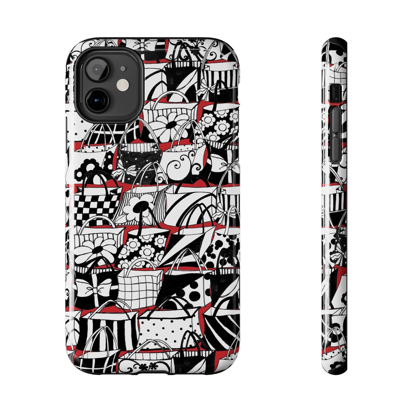 Totally Black, White & Red Phone Case