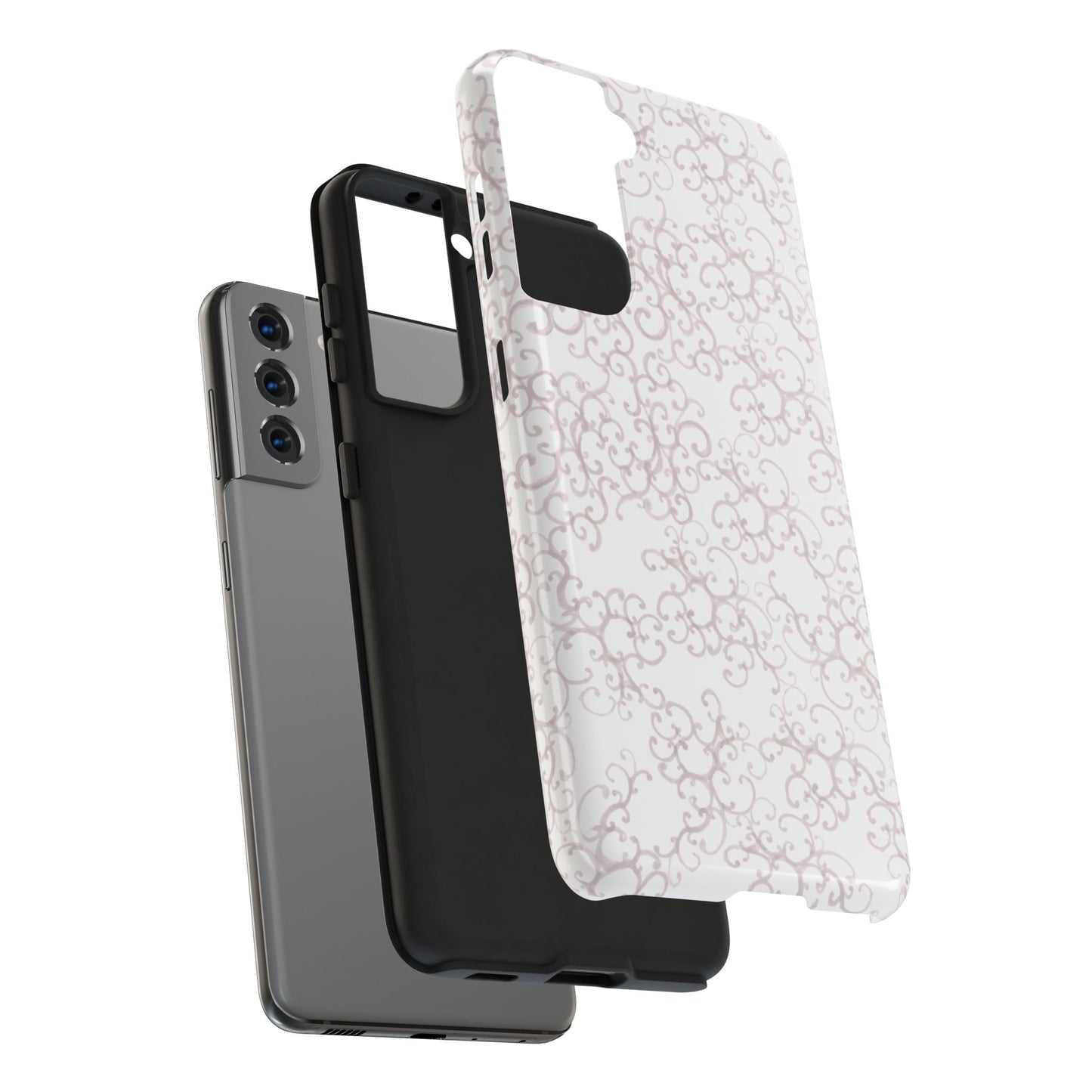 Scrollie White / Silver Phone Case