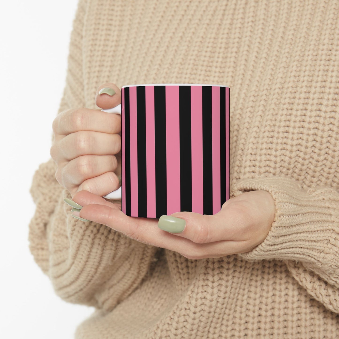 Vertical Stripe Pink / Black Cup