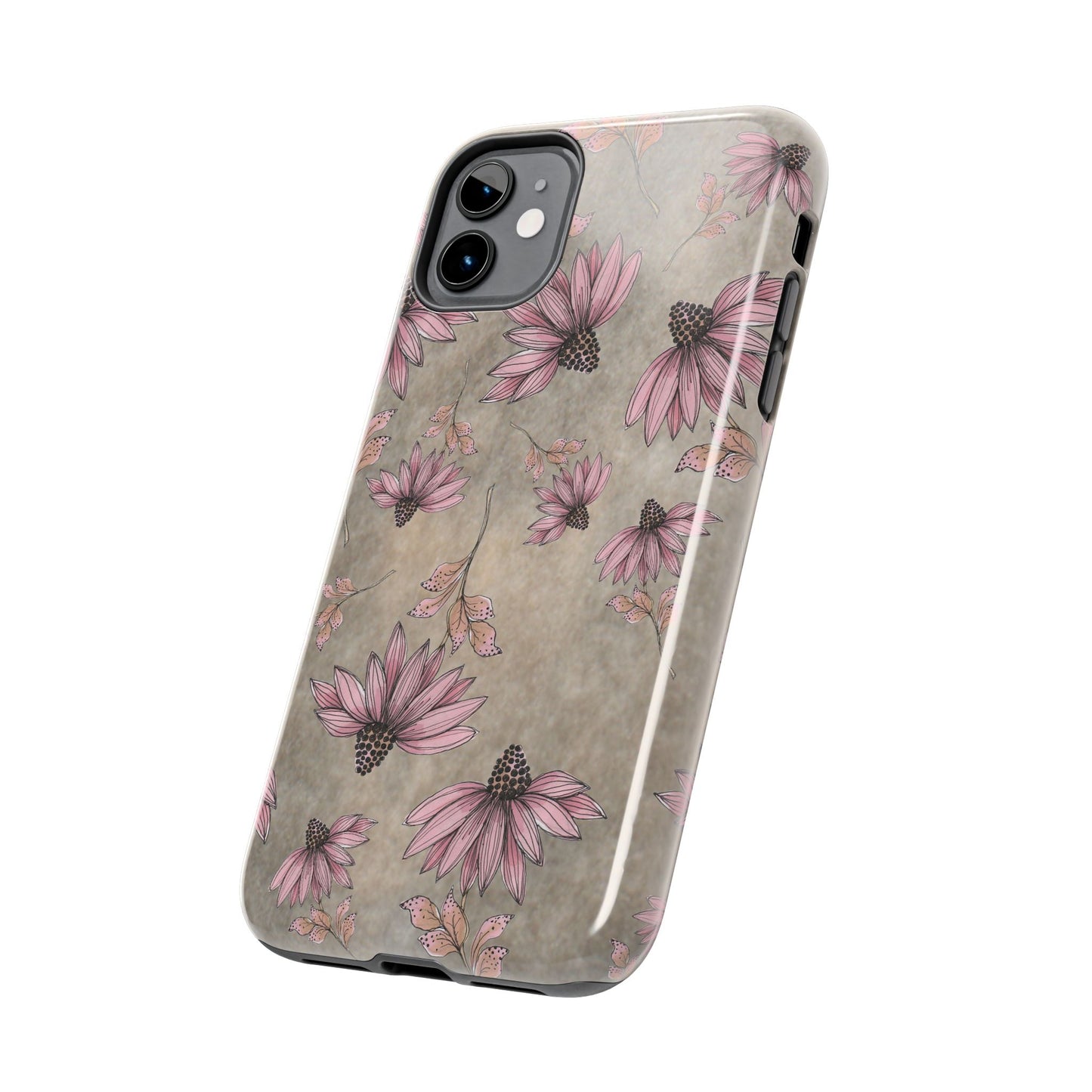 Wild Cone Flowers Taupe Marble Phone Case