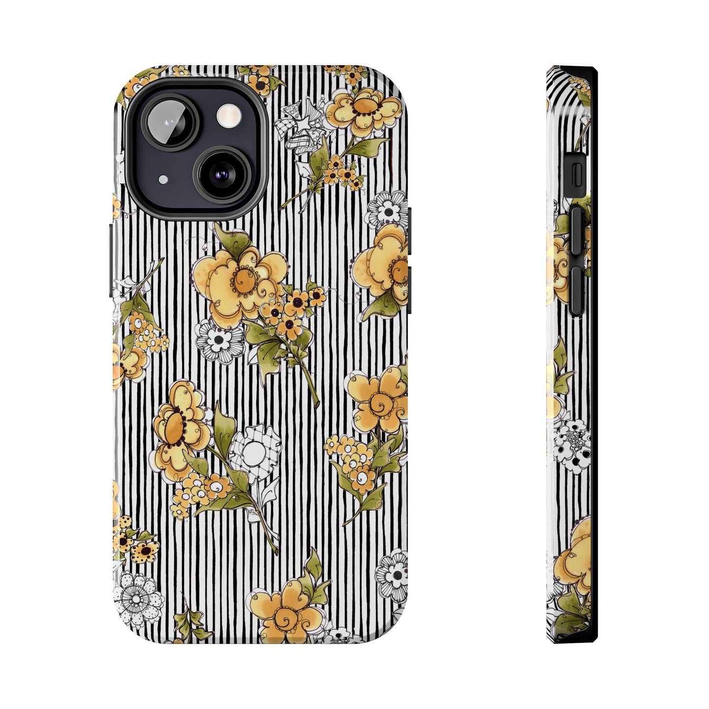 Bee Floral White / Black Phone Case