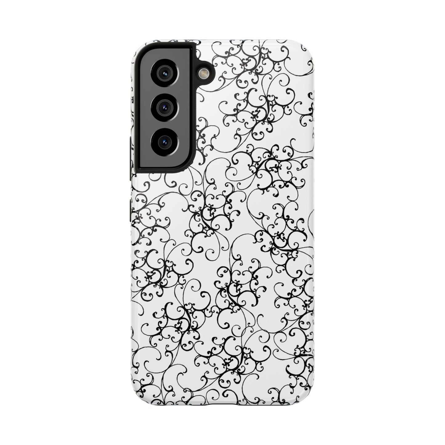 Elegant Scroll White / Black Phone Case