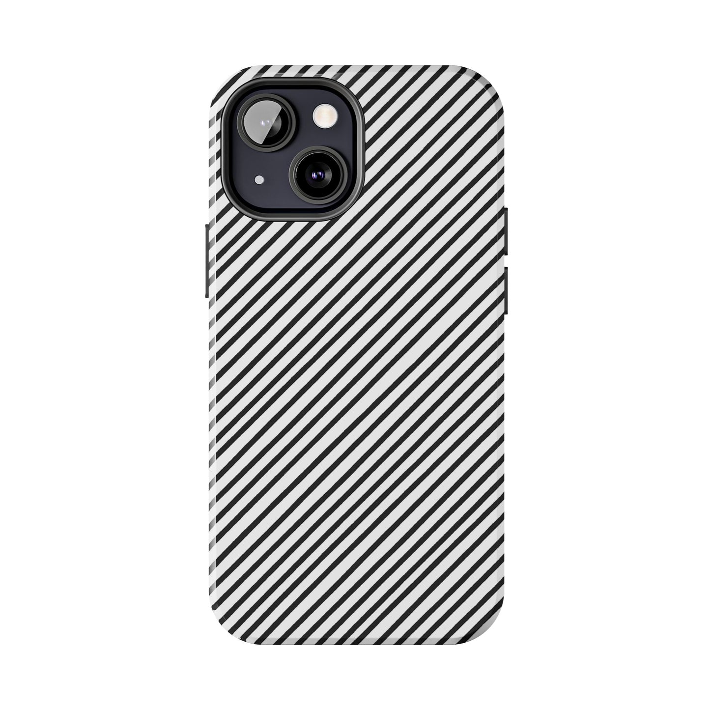 Diagonal Stripe White / Black Phone Case