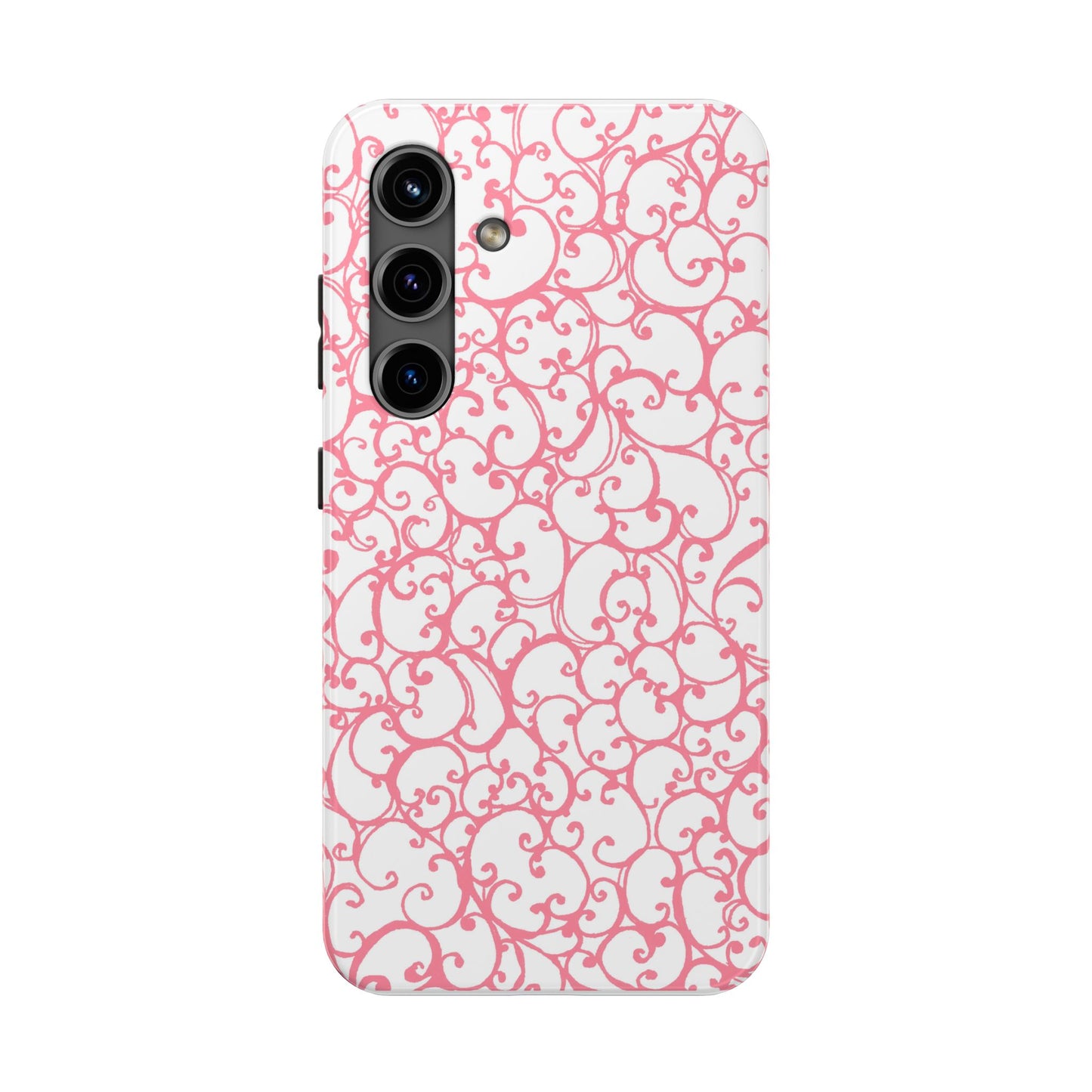 Scrollie White / Pink Phone Case